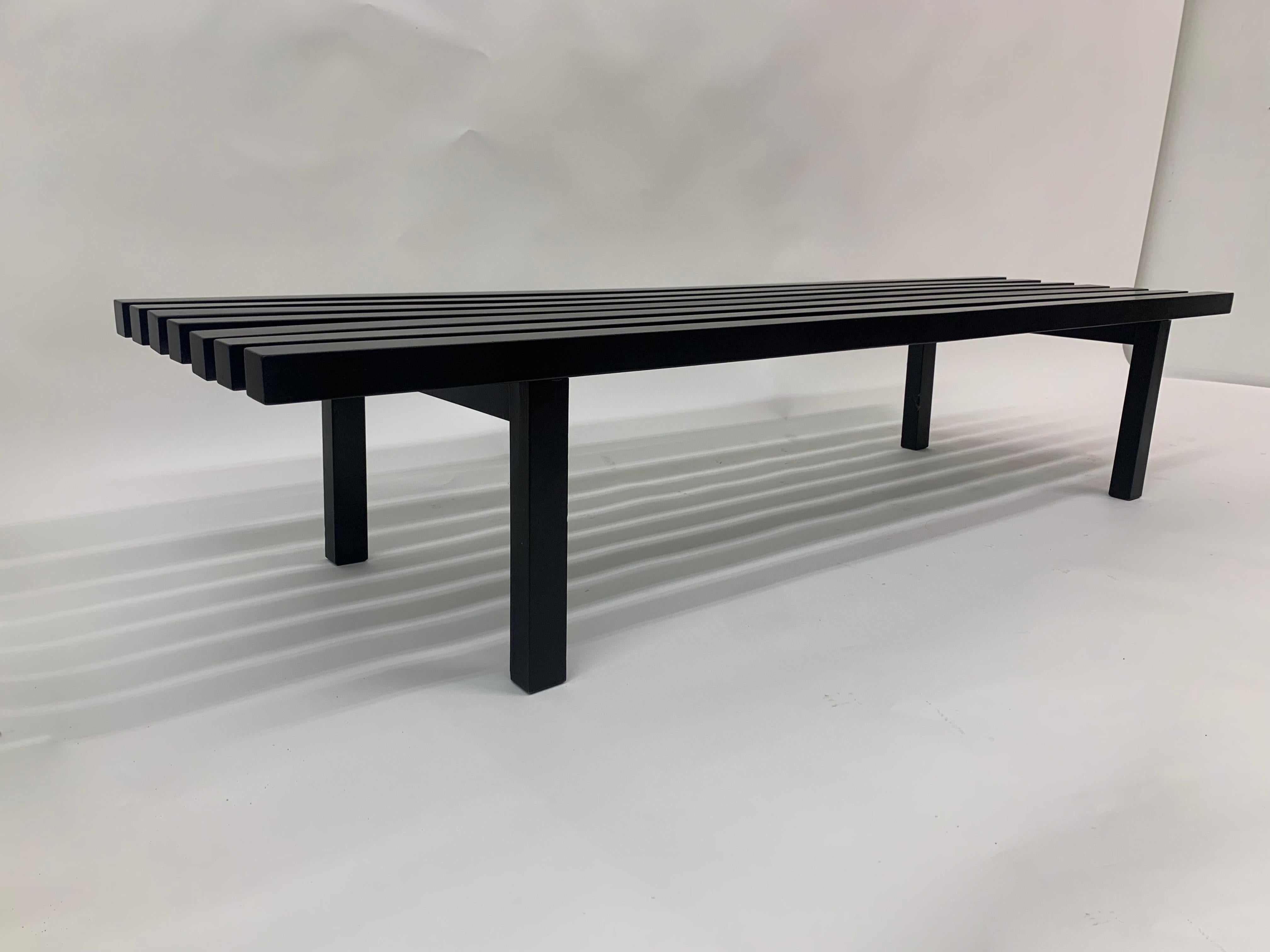 Mid-century slatted wooden bench, 1970’s For Sale 2