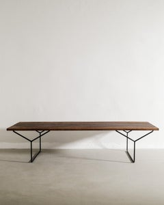 Holzbank aus zerschlagenem Teakholz aus der Mitte des Jahrhunderts von Harry Bertoia für Knoll International