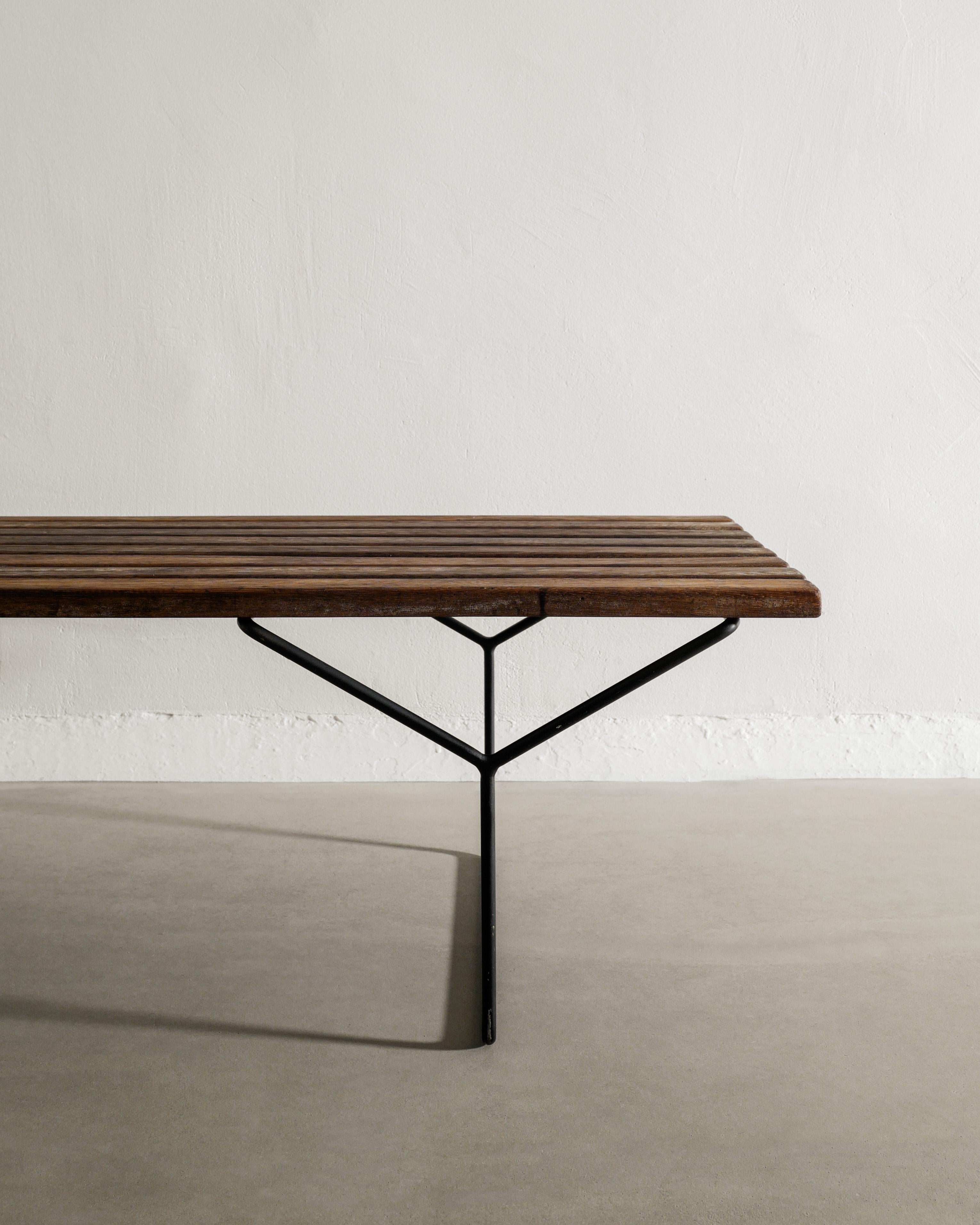 Mid-Century moderno Panchina in legno di teak frantumato del Mid Century di Harry Bertoia per Knoll International in vendita