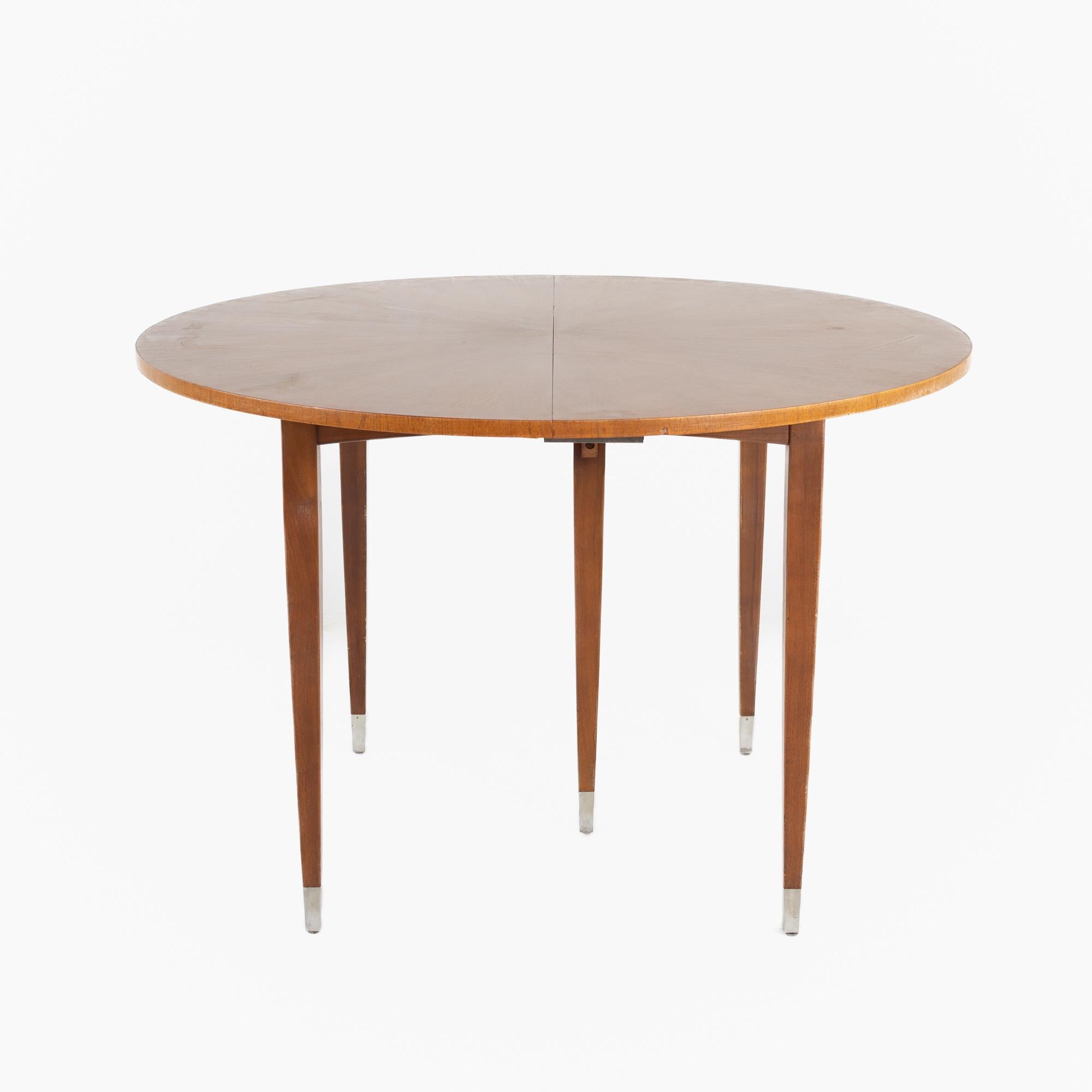 Mid Century Sleigh Round Walnut Dining Table For Sale at 1stDibs
