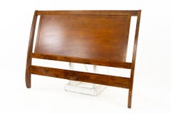 Mid Century Sleigh Walnut Queen Headboard