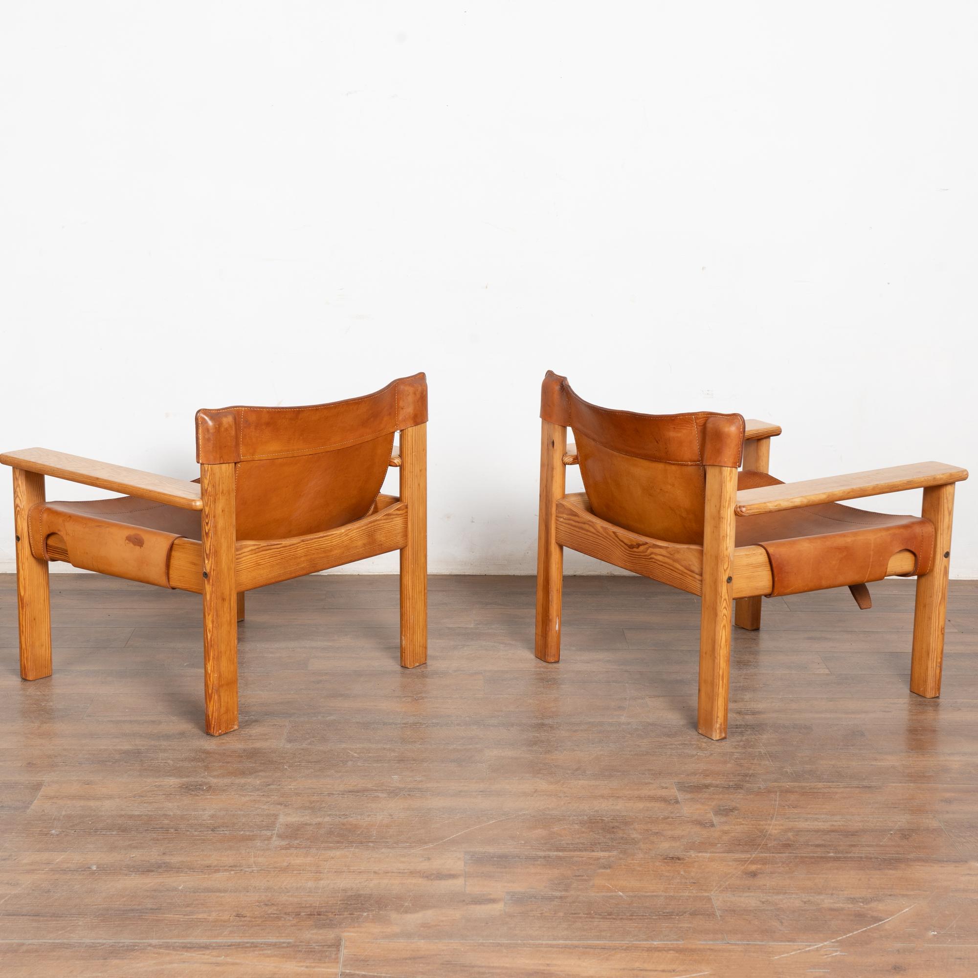 Mid Century Sling Back Leather Lounge Chair, Sweden in vendita 4
