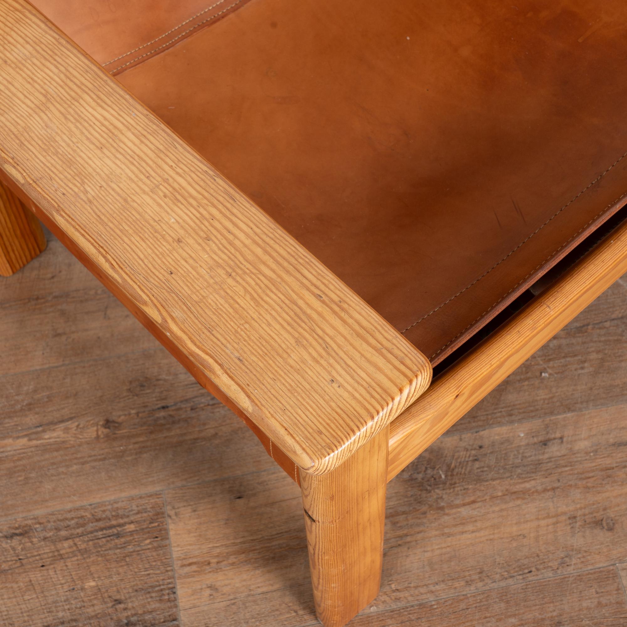 Mid Century Sling Back Leather Lounge Chair, Sweden in vendita 2