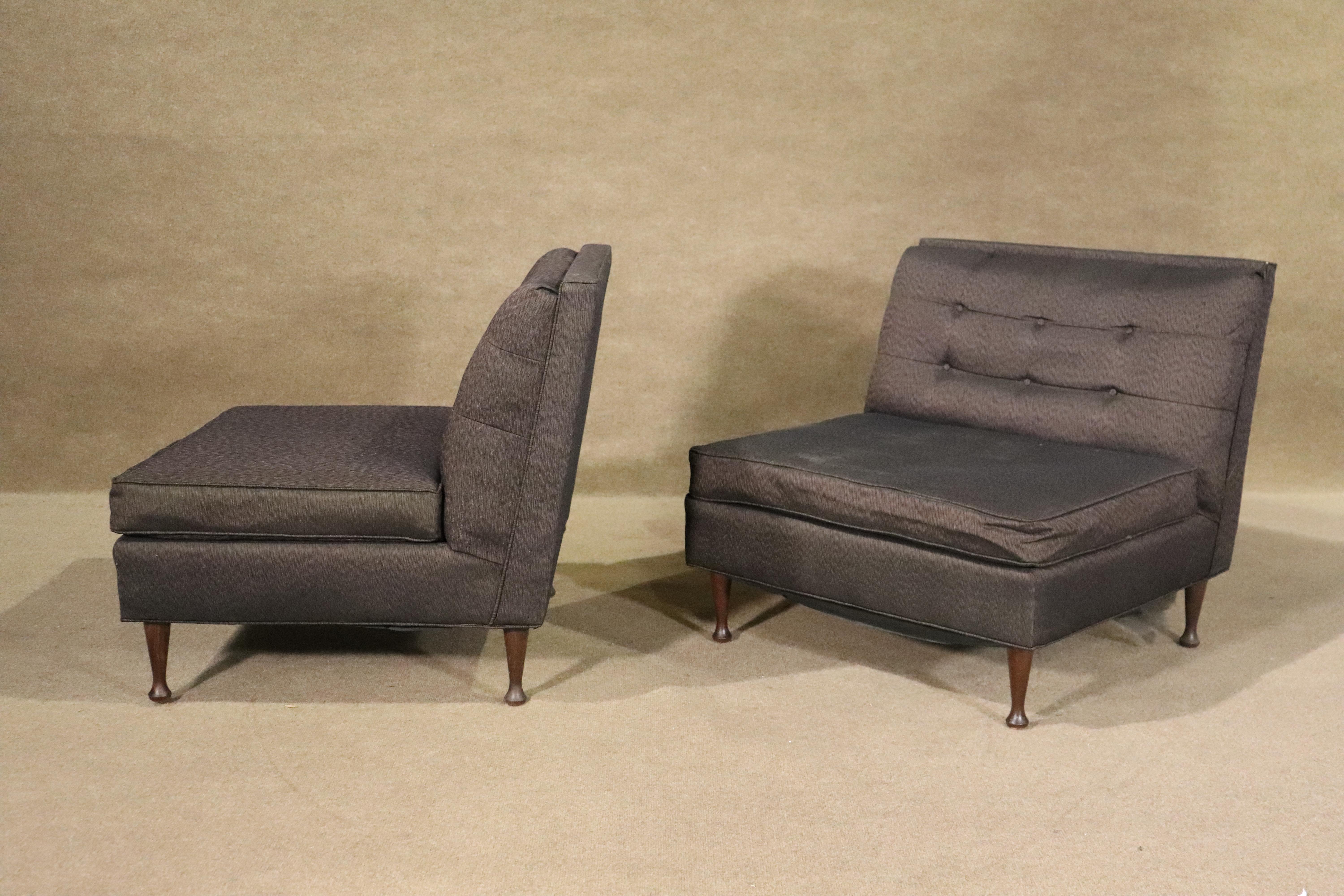 Fabric Mid-Century Slipper Chairs For Sale