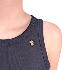 Mid-Century Sloan & Co. 14K Gold, Diamond, and Spinel Figural Lion Stickpin