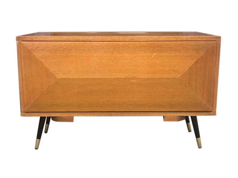 Mid Century Small Bar with Mirror and Light Inside For Sale at