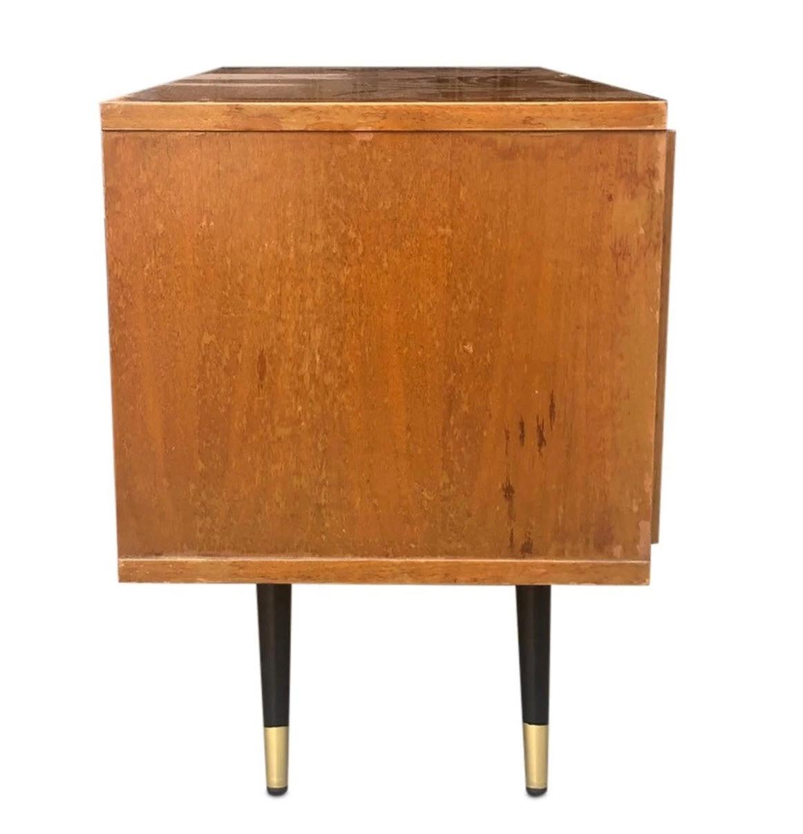 20th Century Mid Century Small Bar Cabinet with Mirror and Light Inside