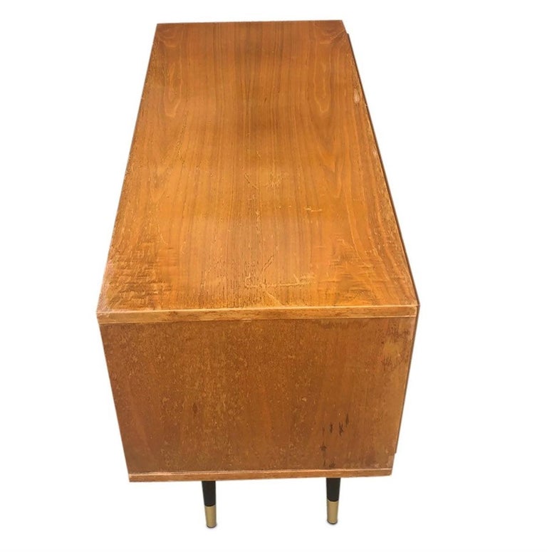 Mid Century Small Bar with Mirror and Light Inside For Sale at