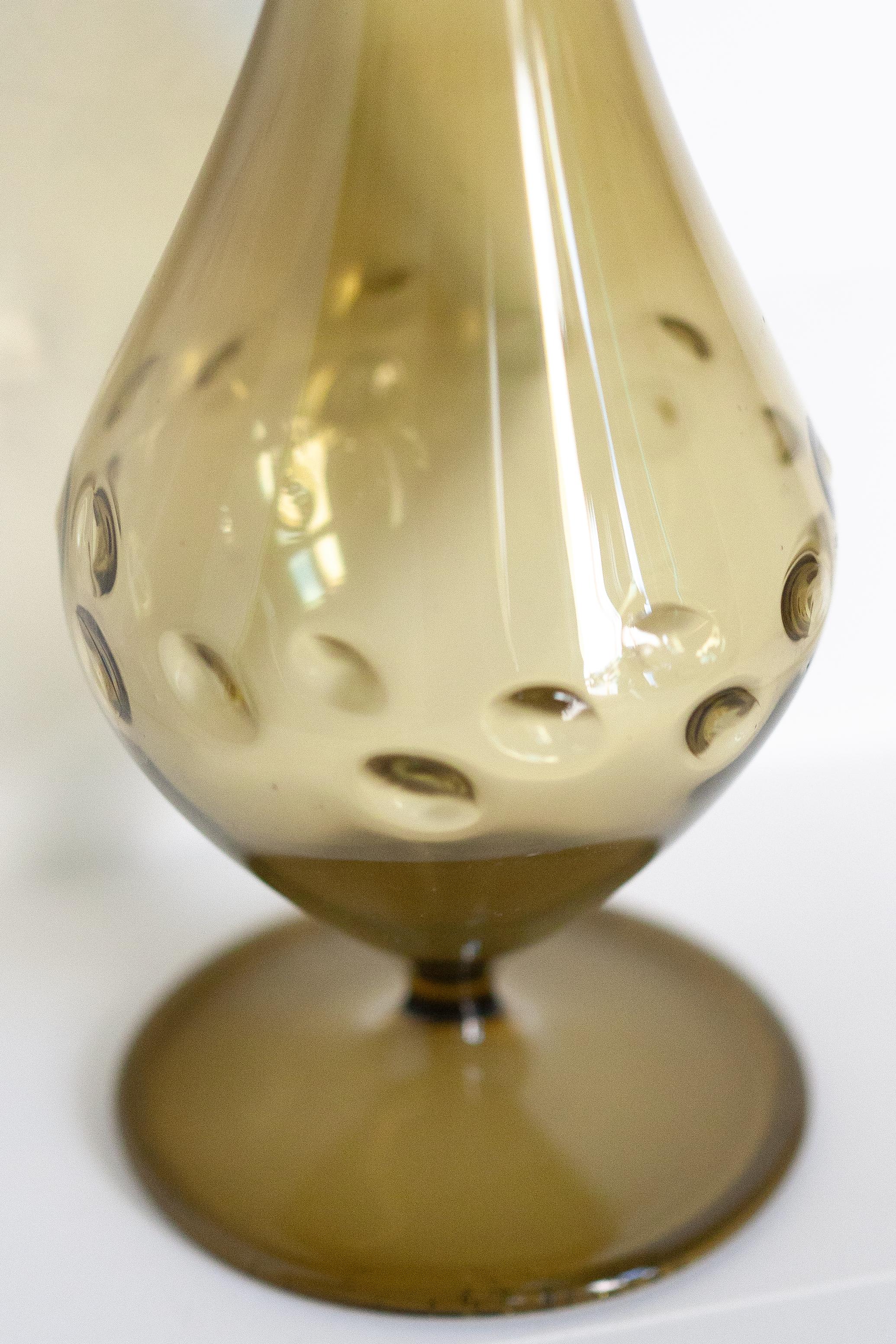 Mid Century Small Beige Brown Decorative Glass Vase, Europe, 1960s For Sale 1