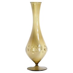 Petit vase décoratif en verre beige et brun, Europe, milieu du siècle, années 1960