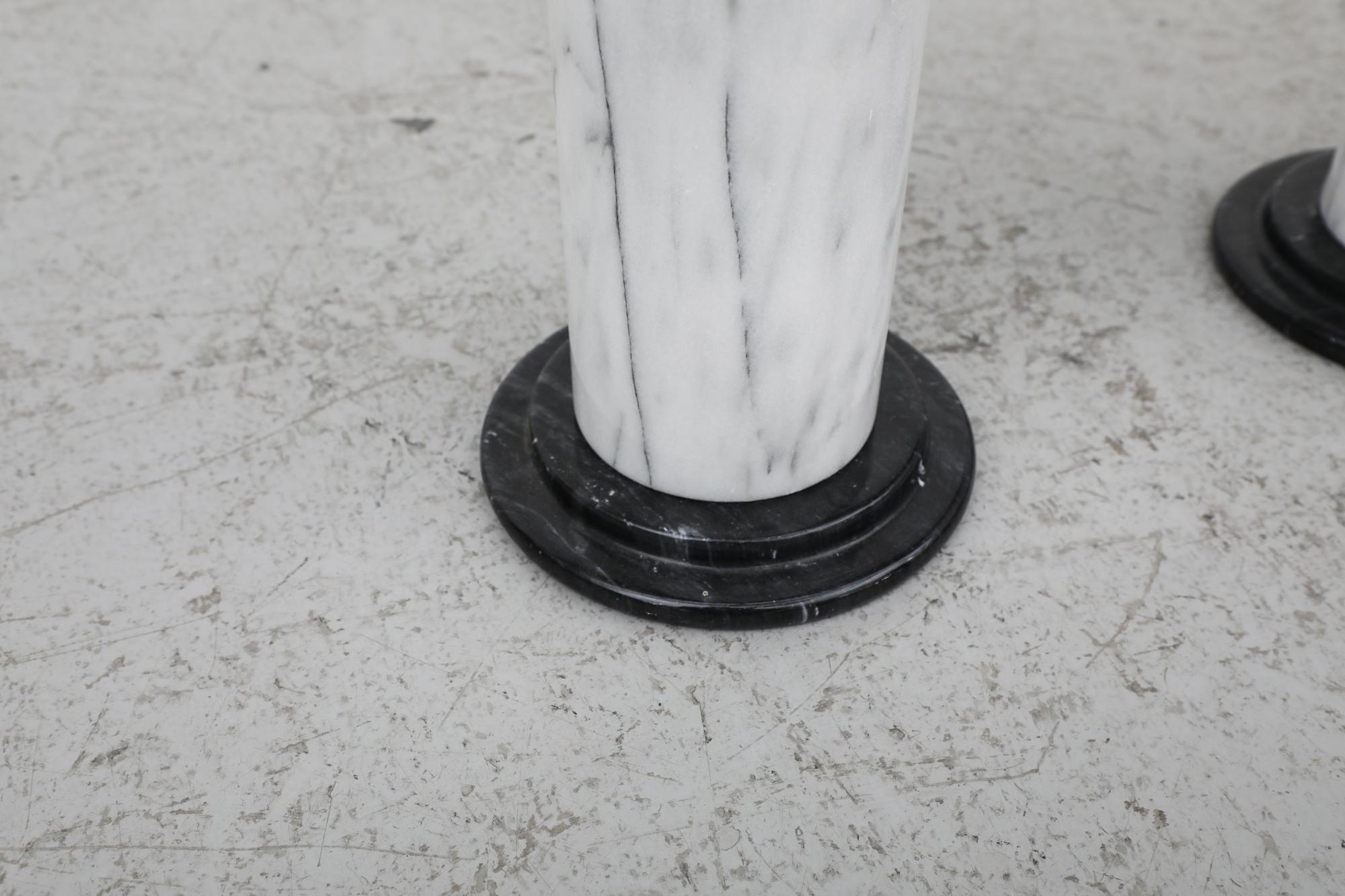 Mid-Century Small Black and White Marble Pillars as Side Tables or Plant Stands For Sale 10