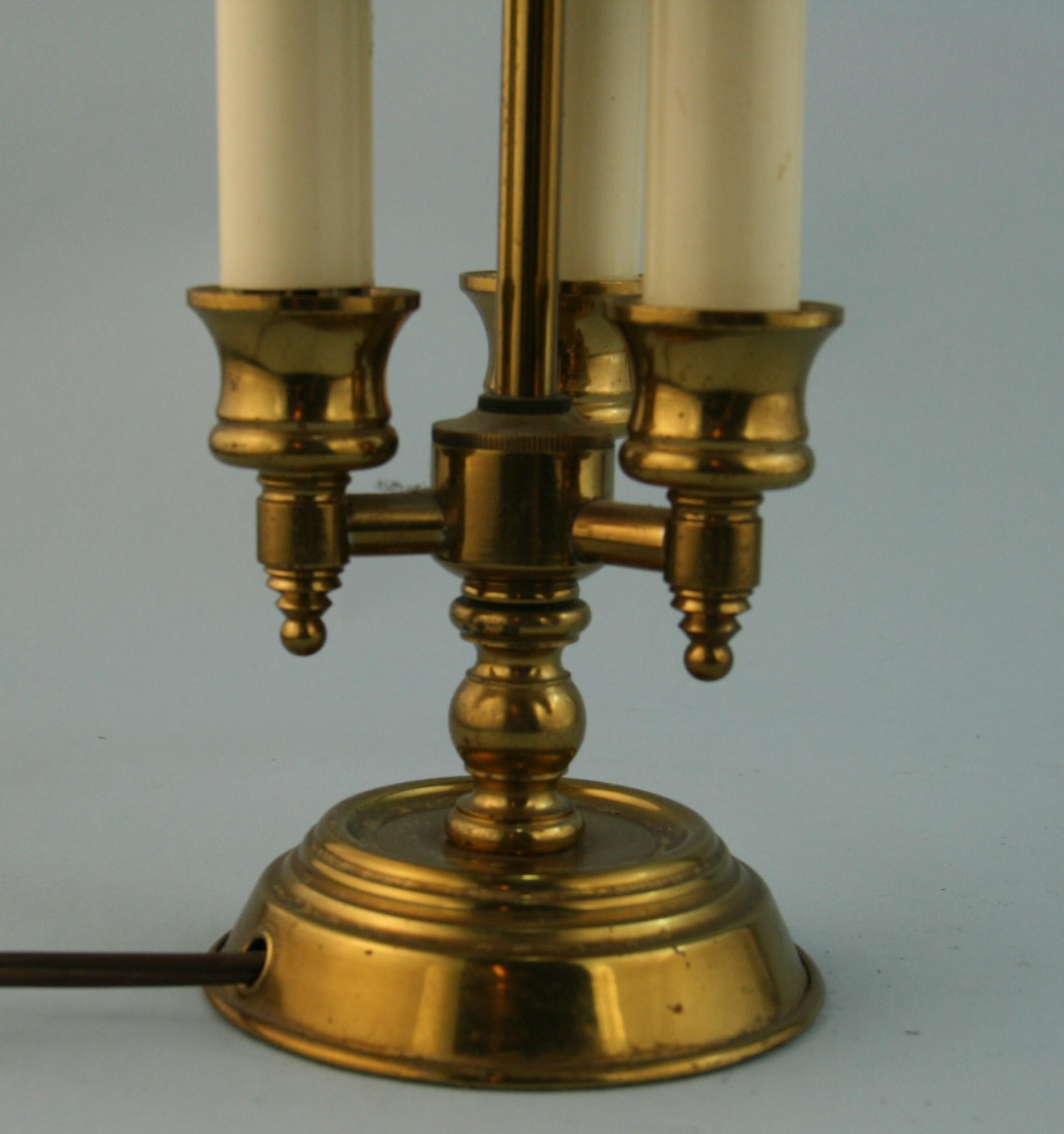 Late 20th Century Mid Century Small Brass Bouillotte Table Lamp For Sale