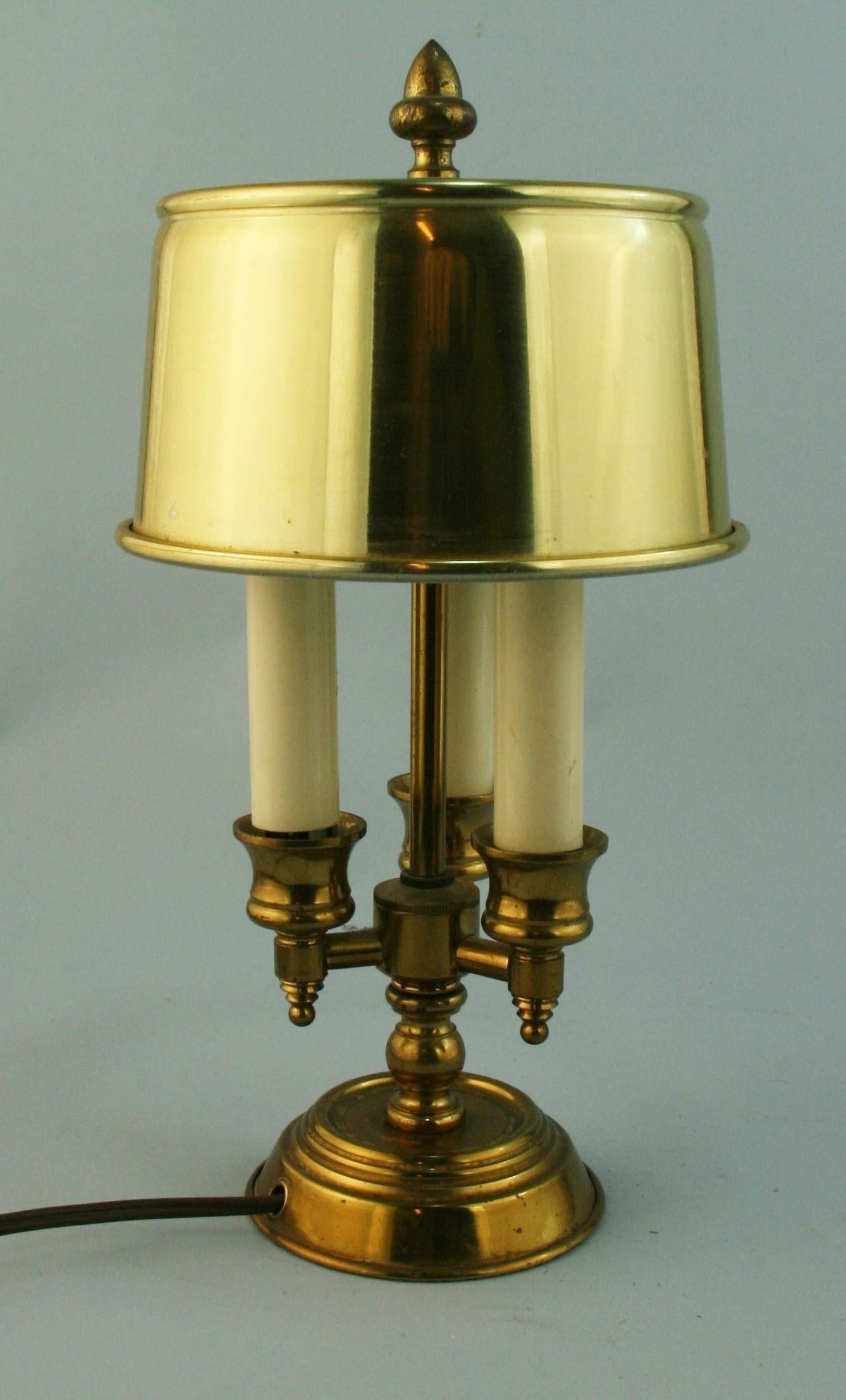 Mid Century Small Brass Bouillotte Table Lamp For Sale 1