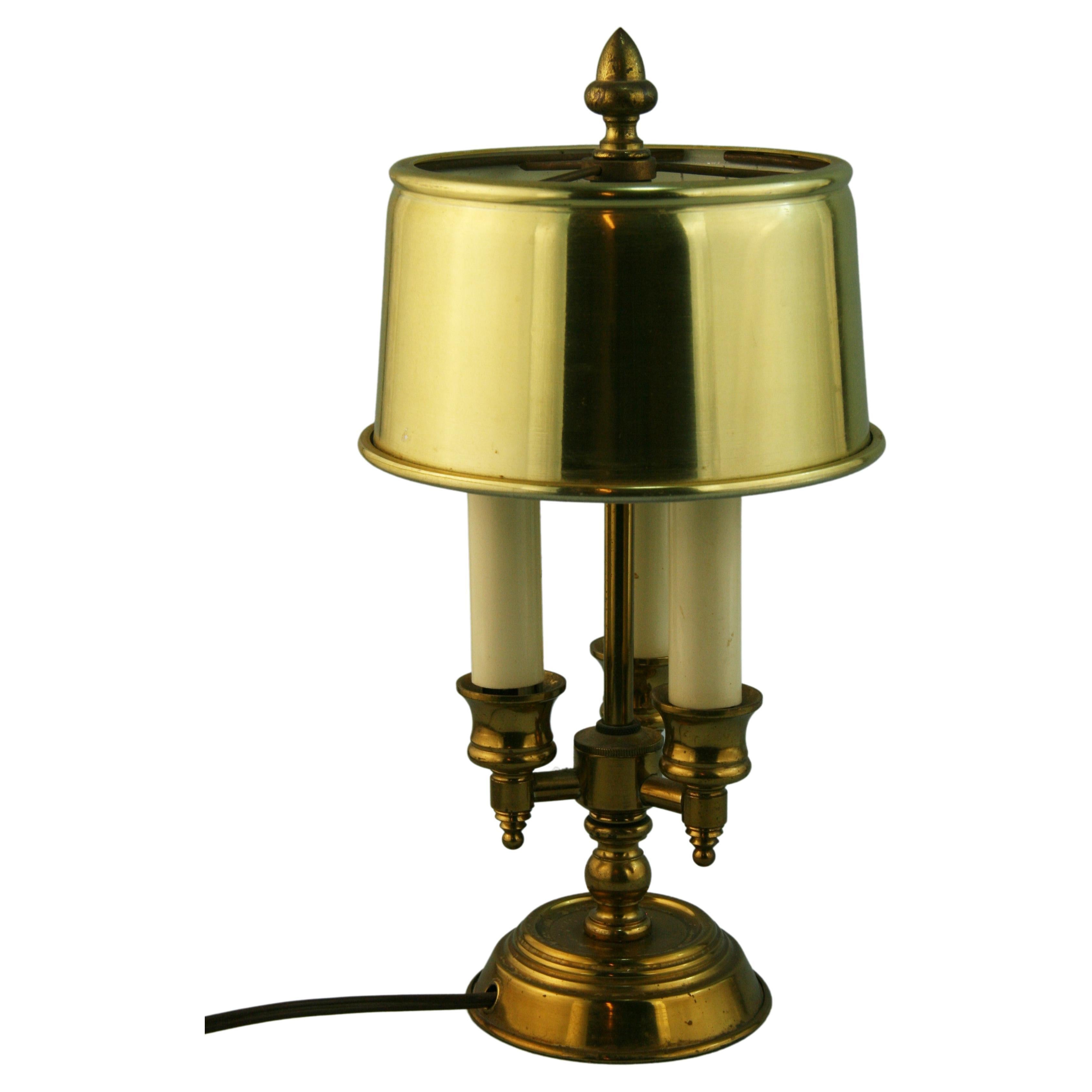 Mid Century Small Brass Bouillotte Table Lamp For Sale