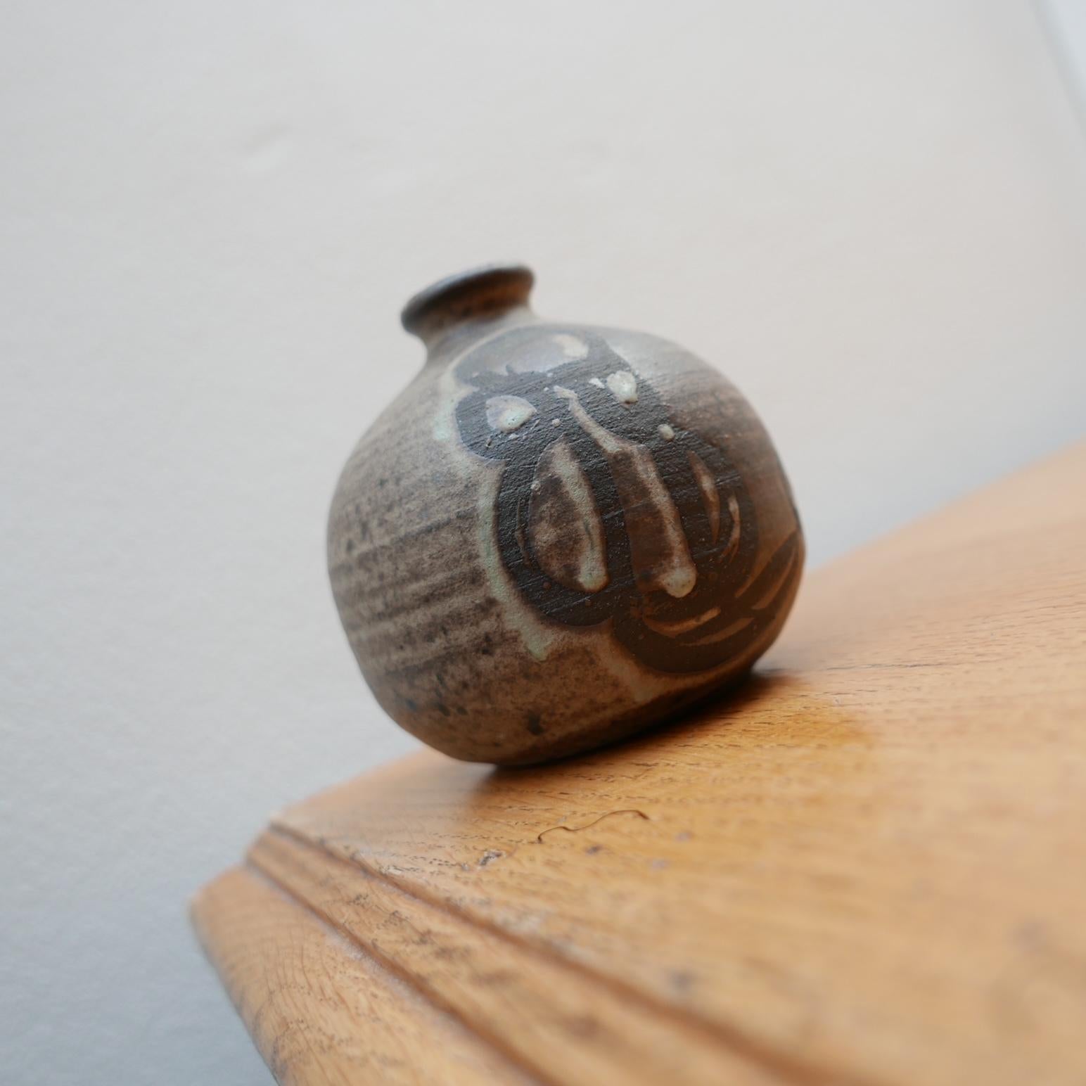 Belgian Mid-Century Small Ceramic Artist Vase For Sale