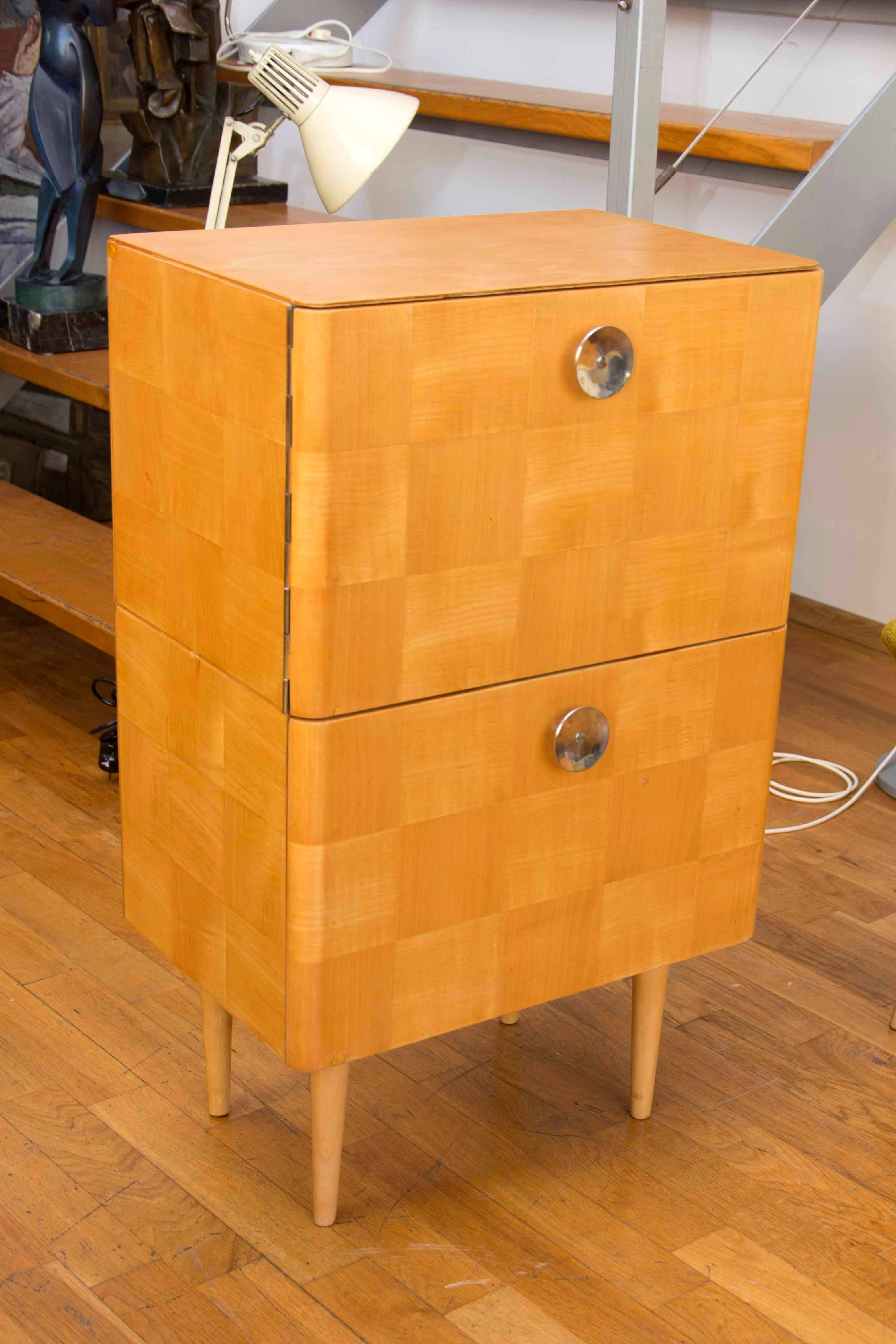 Czech Midcentury Small Commode or Bedside Table, Attribute to Jindrich Halabala, 1950s
