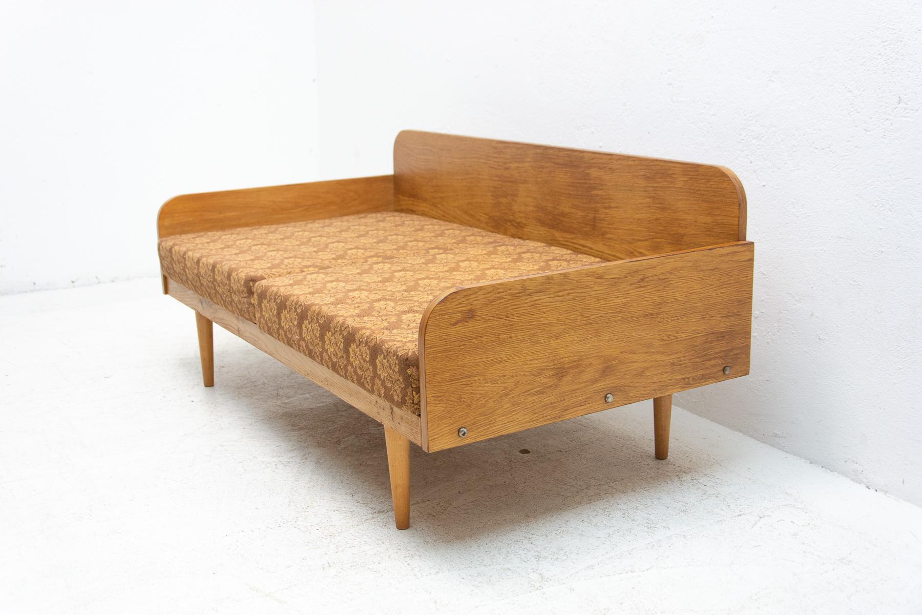 Fabric Mid-Century Small Folding Sofa by Interier Praha, 1960's, Czechoslovakia