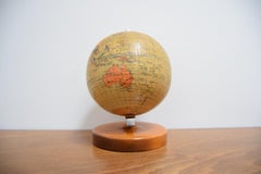 Midcentury Small Globe with Wooden Base, by Prof Paul Rath, 1950s