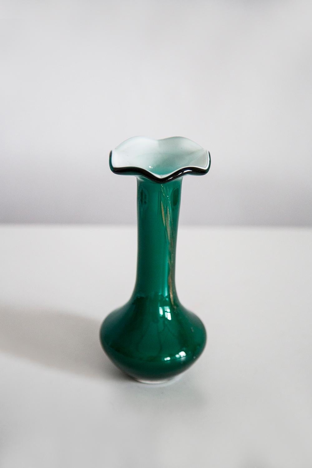 Mid-Century Modern Mid Century Small Green Decorative Glass Vase, Europe, 1960s For Sale