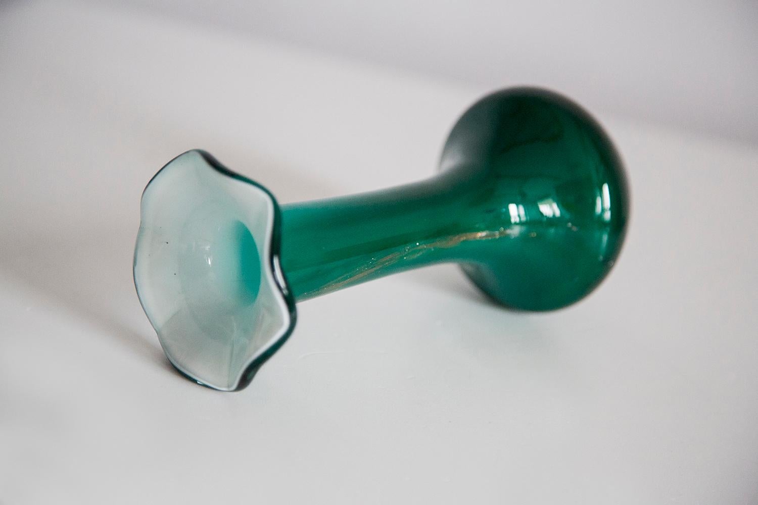 Mid Century Small Green Decorative Glass Vase, Europe, 1960s For Sale 2