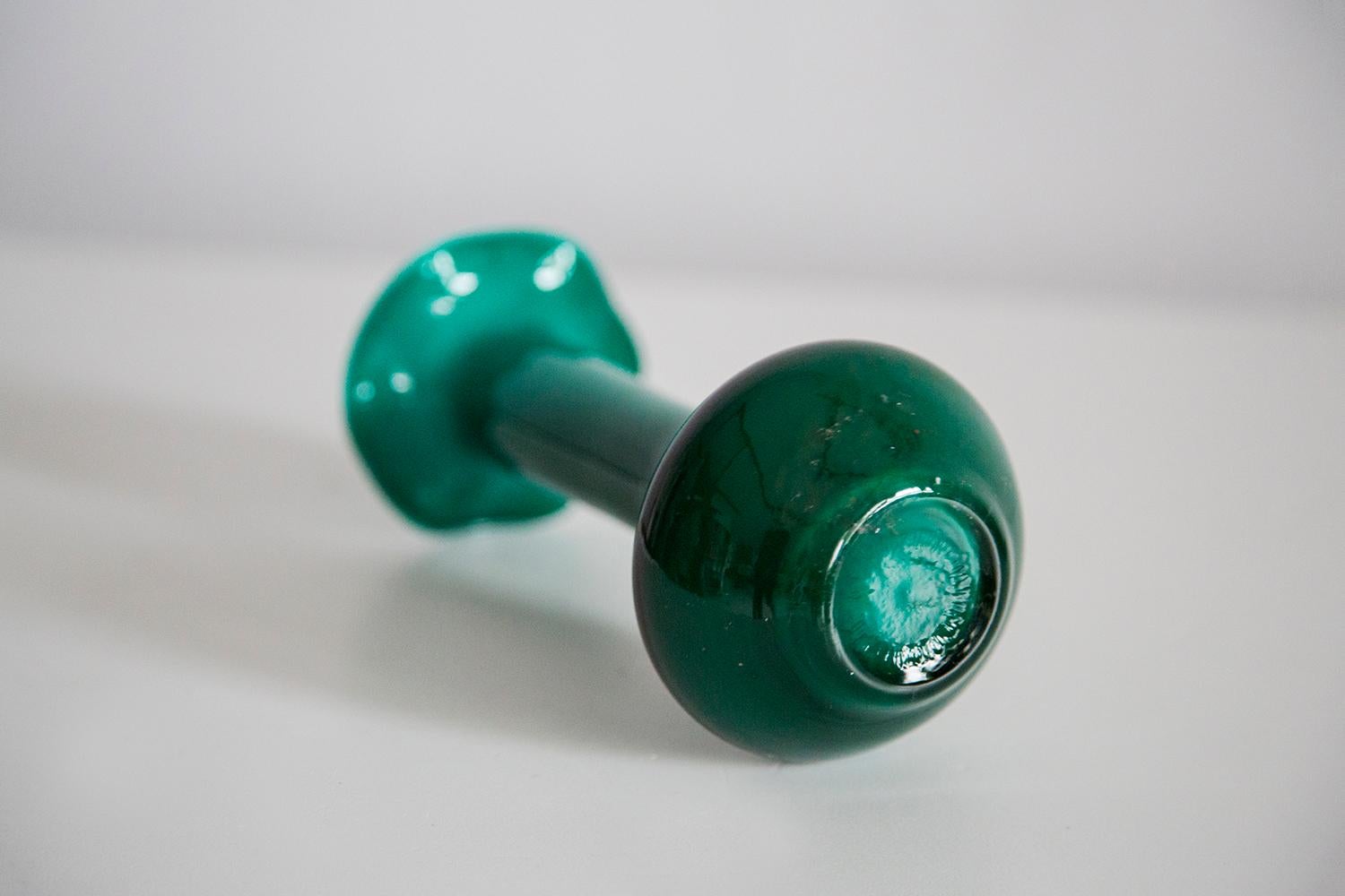 Mid Century Small Green Decorative Glass Vase, Europe, 1960s For Sale 3