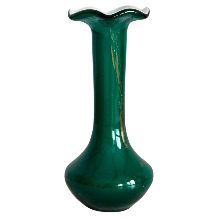 Mid Century Small Green Decorative Glass Vase, Europe, 1960s For Sale