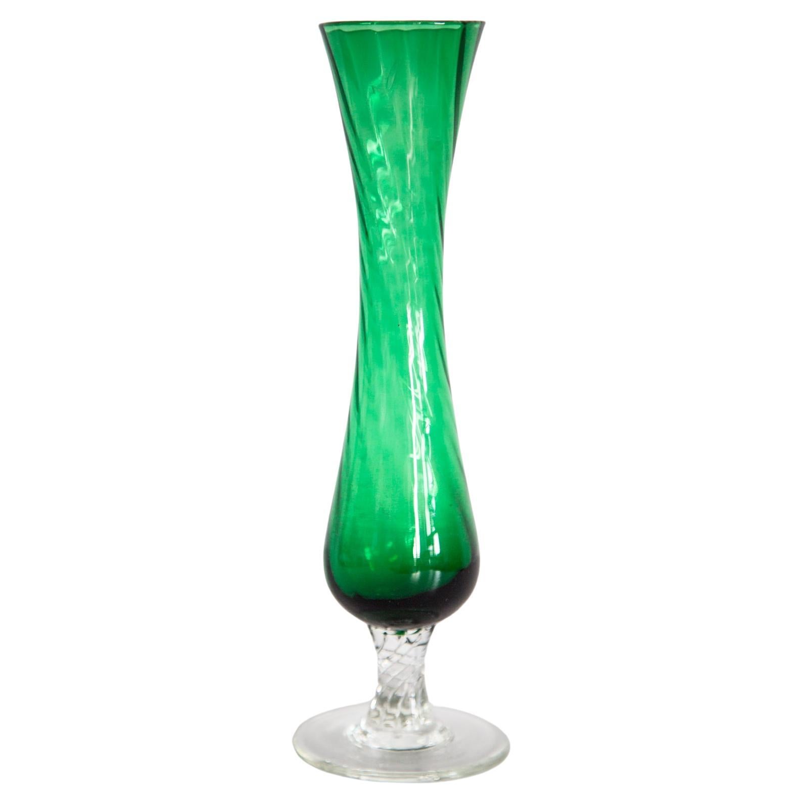 Mid Century Small Green Decorative Glass Vase, Europe, 1960s