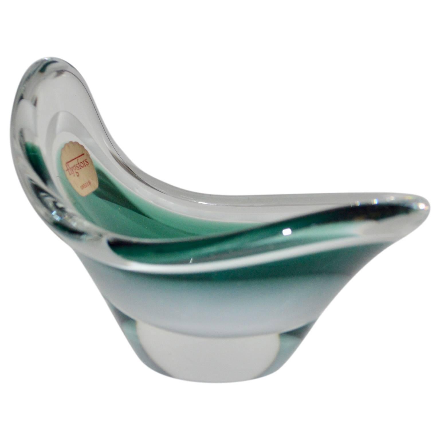 Mid-Century Modern Midcentury Small Green Flygfors Trincket or Ashtray For Sale