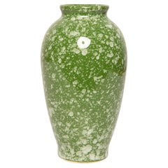 Mid Century Small Green Porcelain Vase, Hand Painted, Europe, 1960s