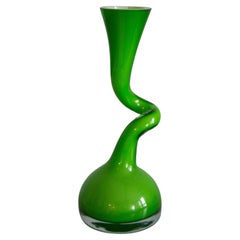 Mid Century Small Green Twisted Vase, Europe, 1960s