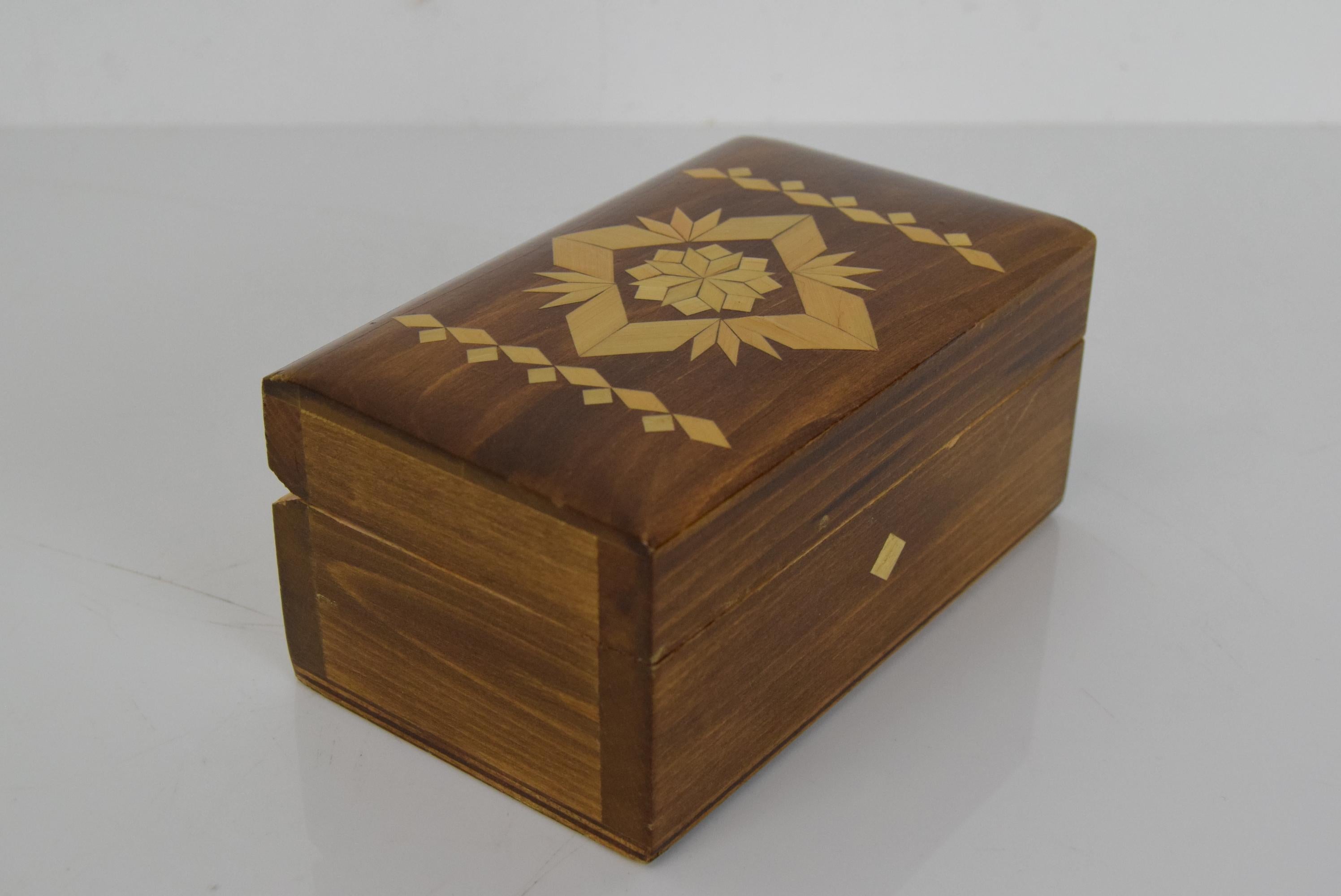 Mid-Century Modern Mid-Century Small Hand Carved Wood Box, 1950's For Sale