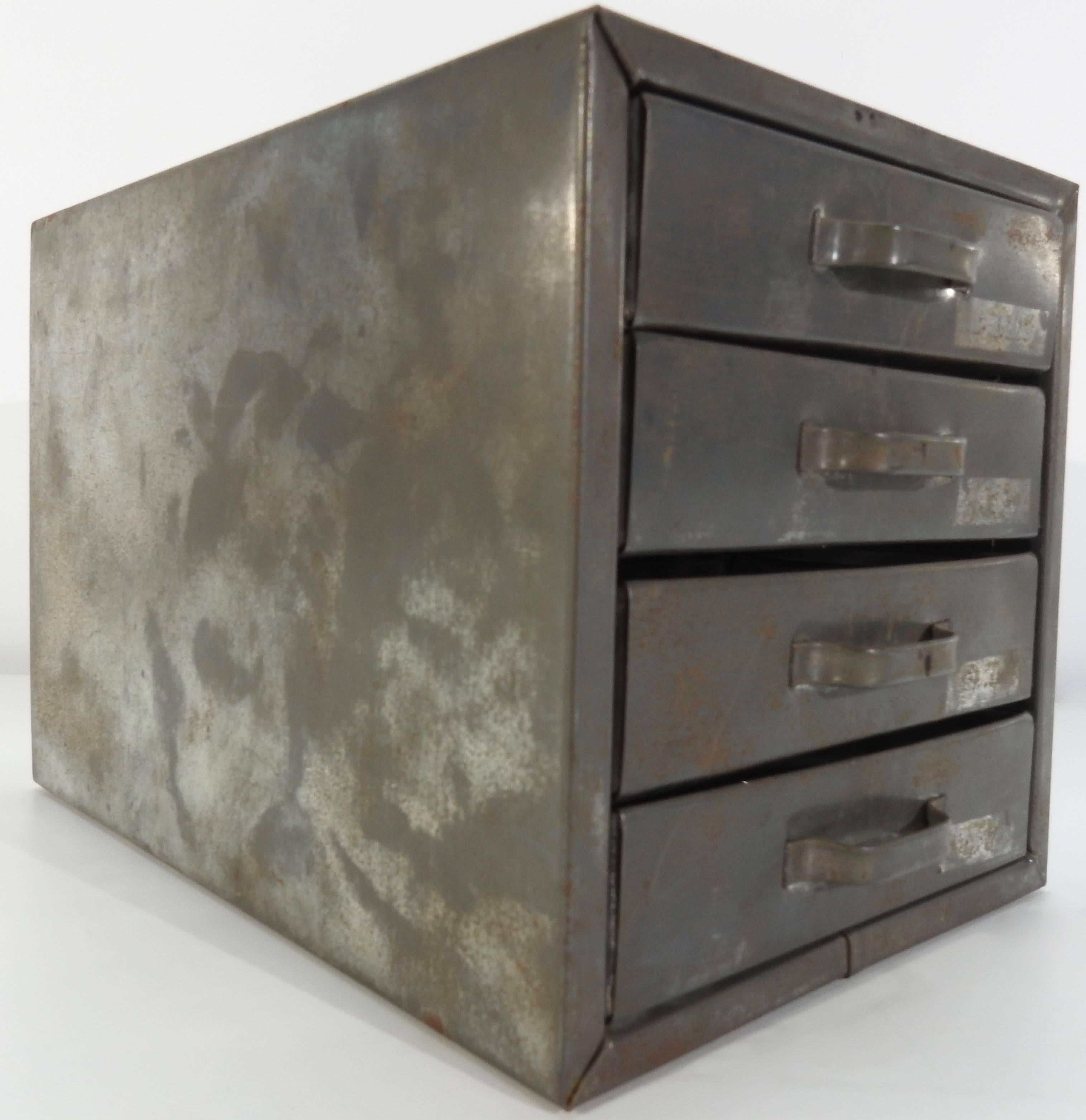 Painted Industrial Metal Box with Drawers Midcentury For Sale