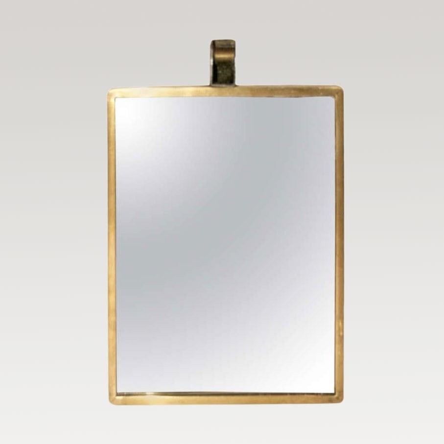 Mid-20th Century Mid-century small Italian brass Table Mirror, 1950's For Sale