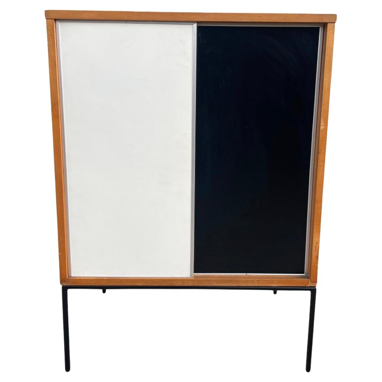Midcentury Small Maple Cabinet by Paul McCobb Planner Group #1512 B&W Doors For Sale