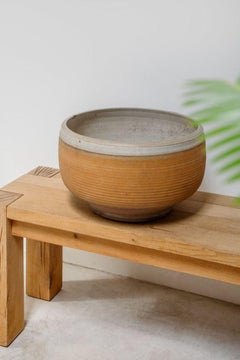 Mid Century Ribbed Stoneware Planter by Bob Kinzie, Circa 1960