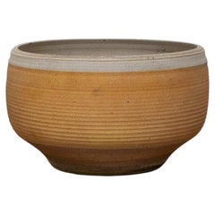 Mid Century Ribbed Stoneware Planter by Bob Kinzie, Circa 1960