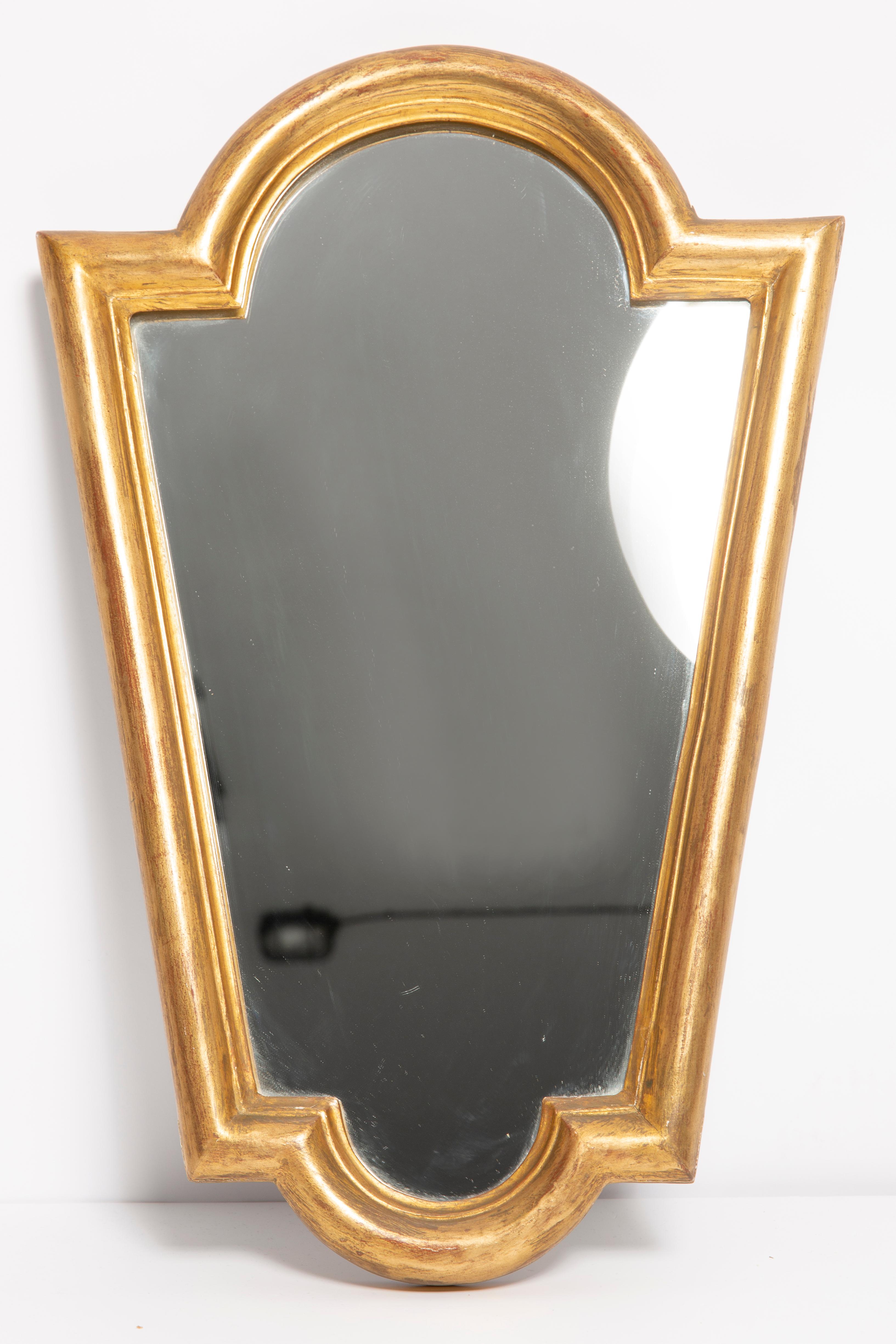 20th Century Mid Century Small Vintage Gold Mirror, Italy, 1960s For Sale