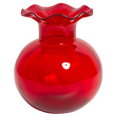 Petit vase rouge vintage du milieu du siècle, Pologne, années 1960