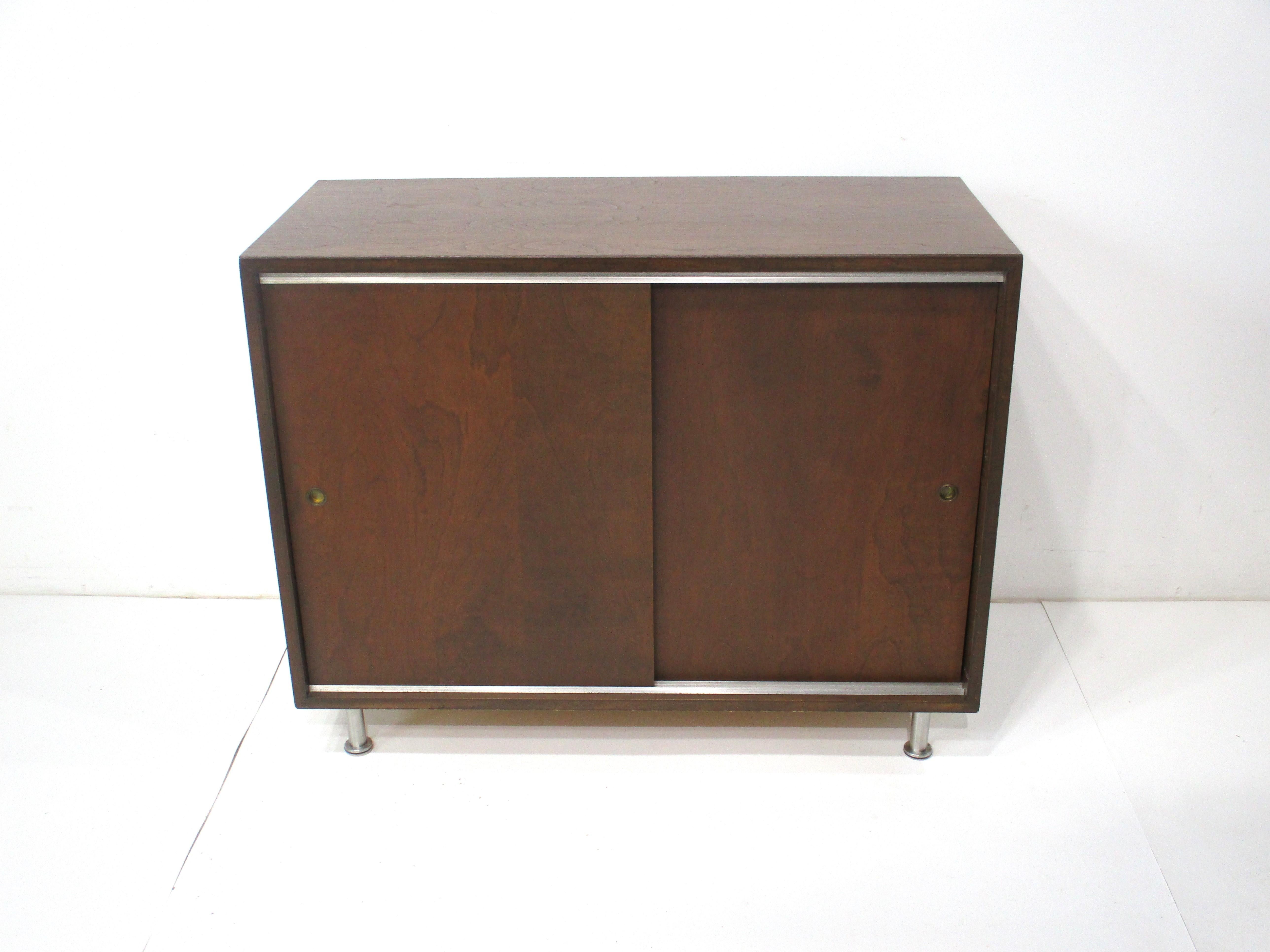 Mid Century Small Walnut Credenza in the style of Risom  3