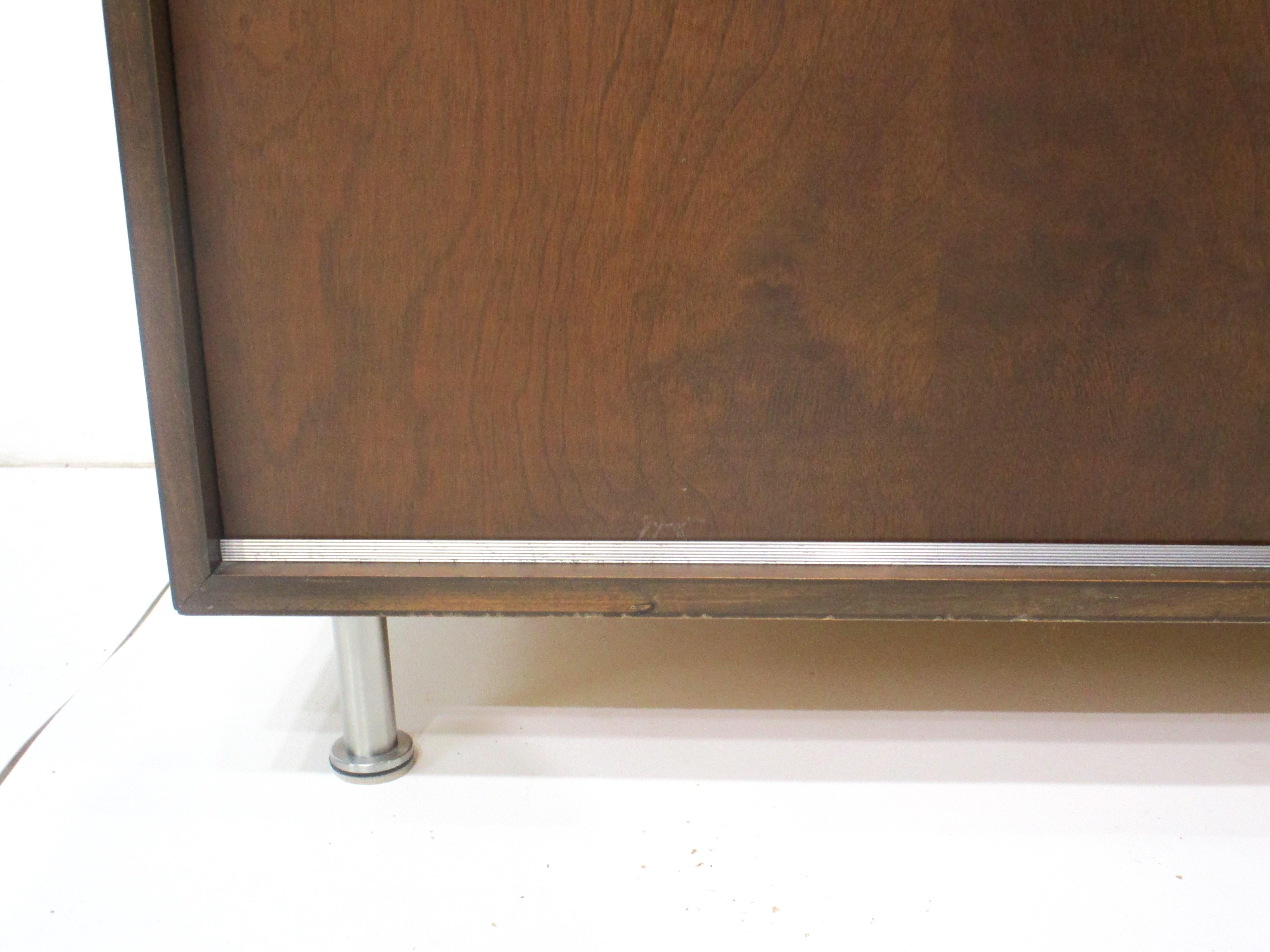 Mid Century Small Walnut Credenza in the style of Risom  1
