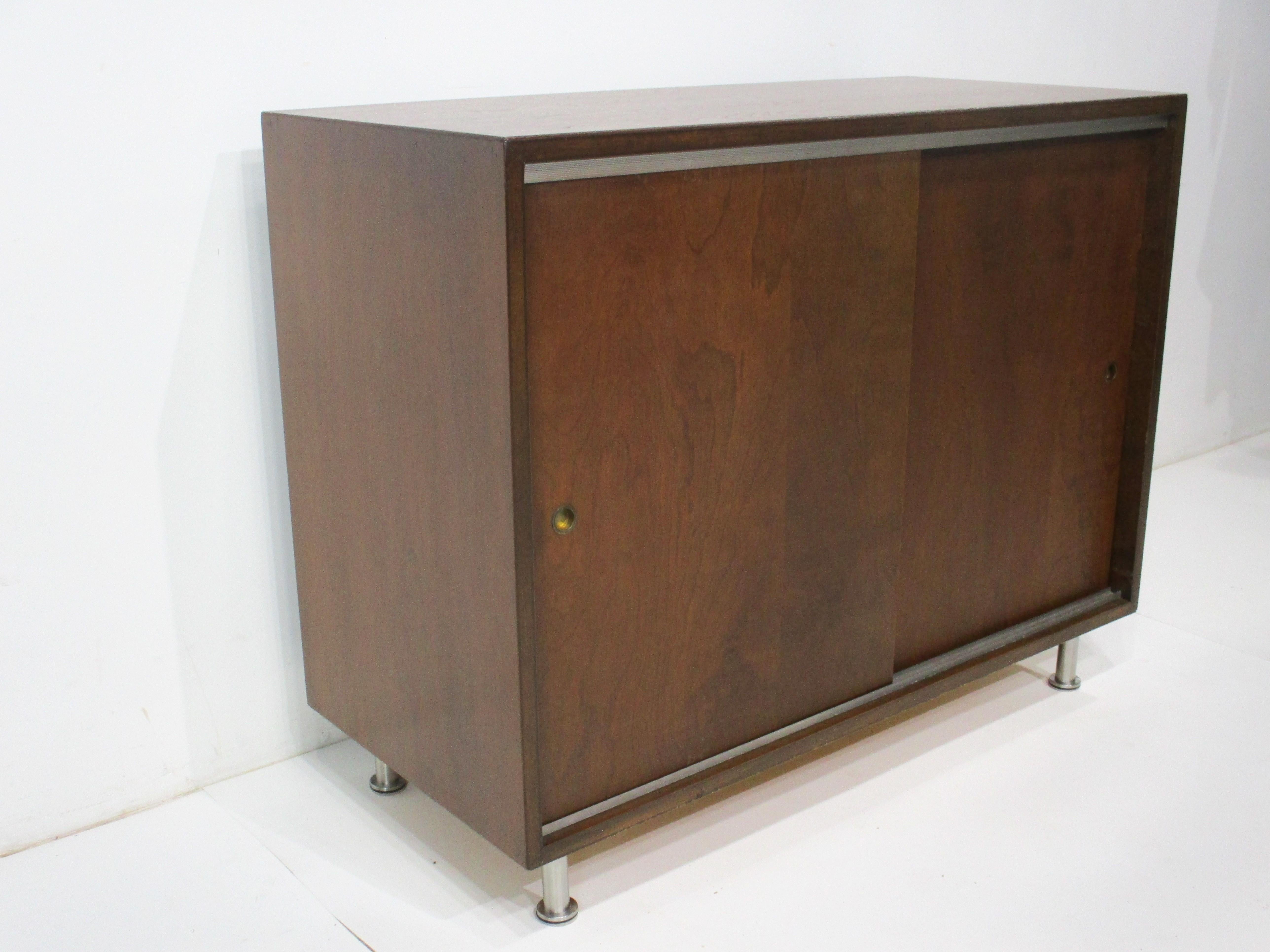 Mid Century Small Walnut Credenza in the style of Risom  2