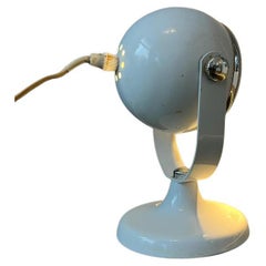 Lámpara de sobremesa Mid Century Small White Space Age Eyeball, Años 70