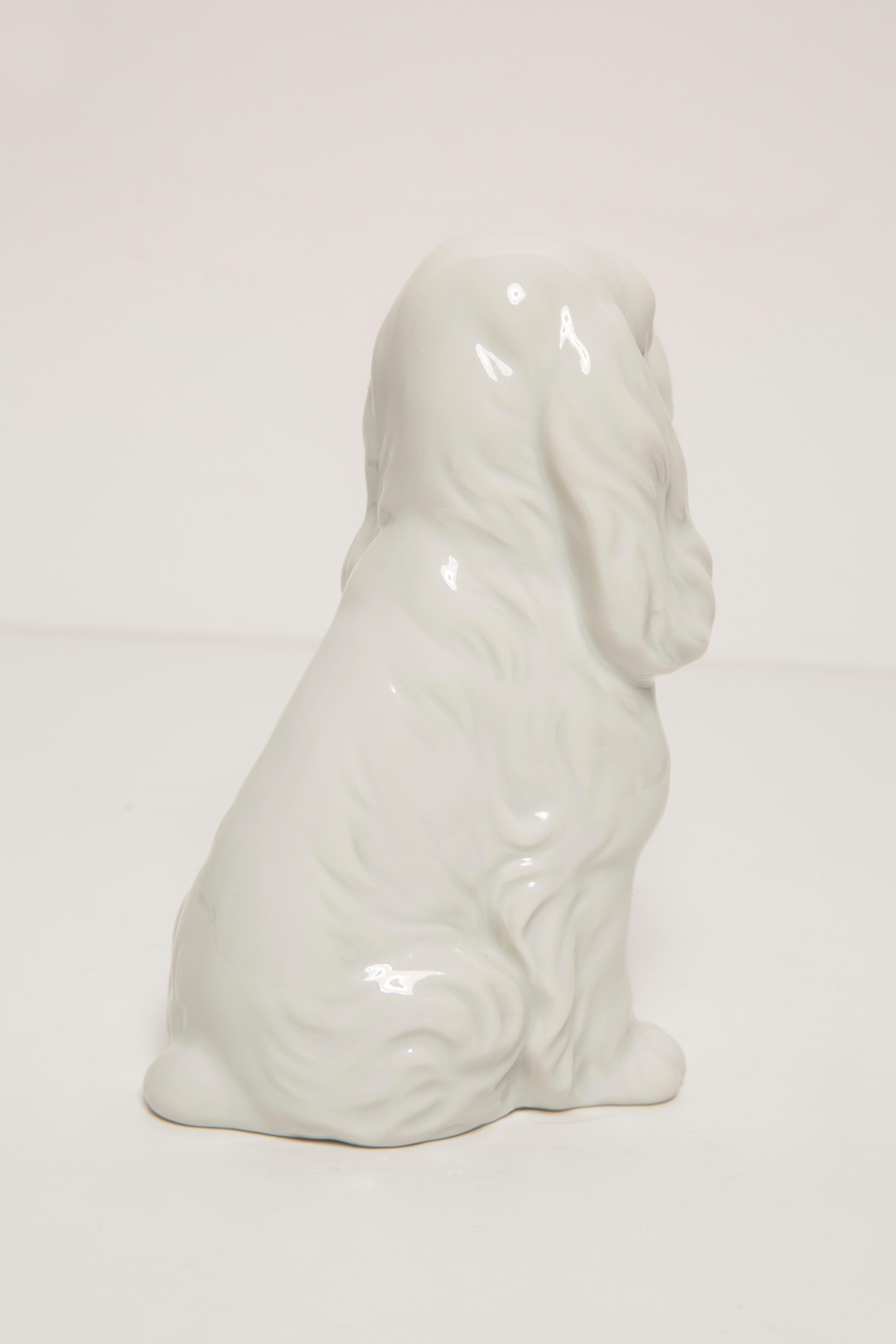 Mid Century Small White Spaniel Dog Sculpture, Italy, 1960s For Sale 2