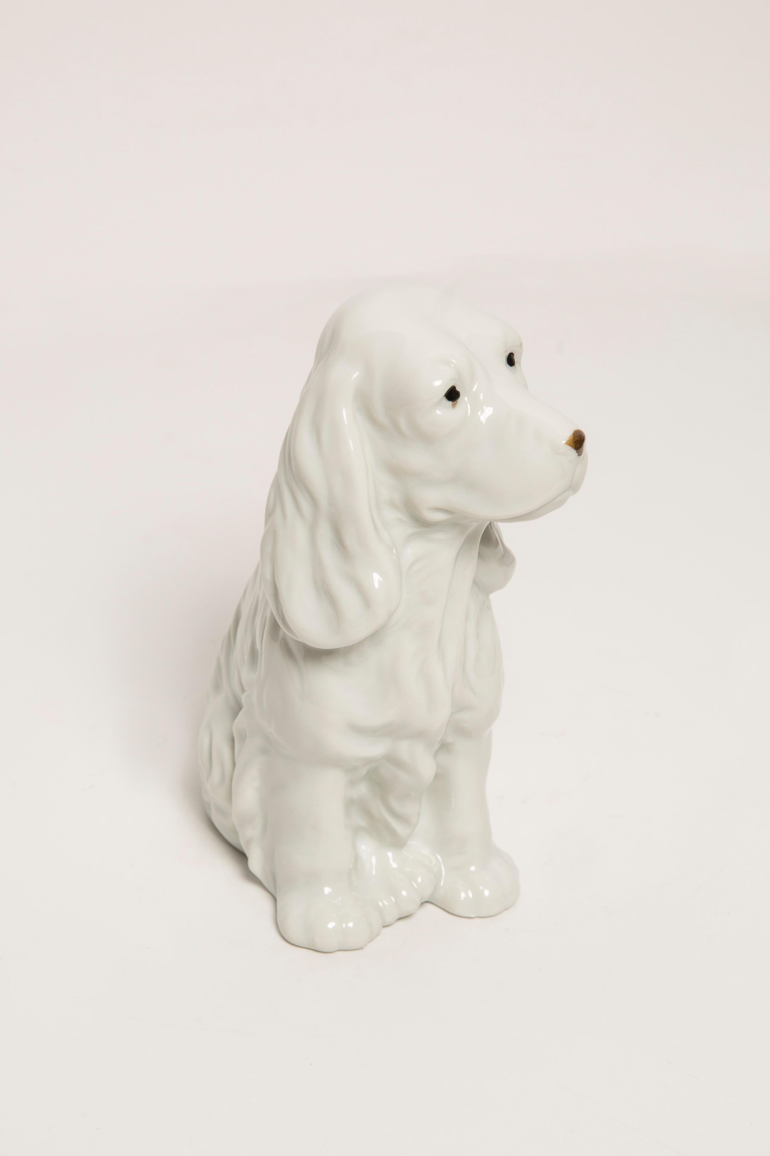 Mid Century Small White Spaniel Dog Sculpture, Italy, 1960s For Sale 3