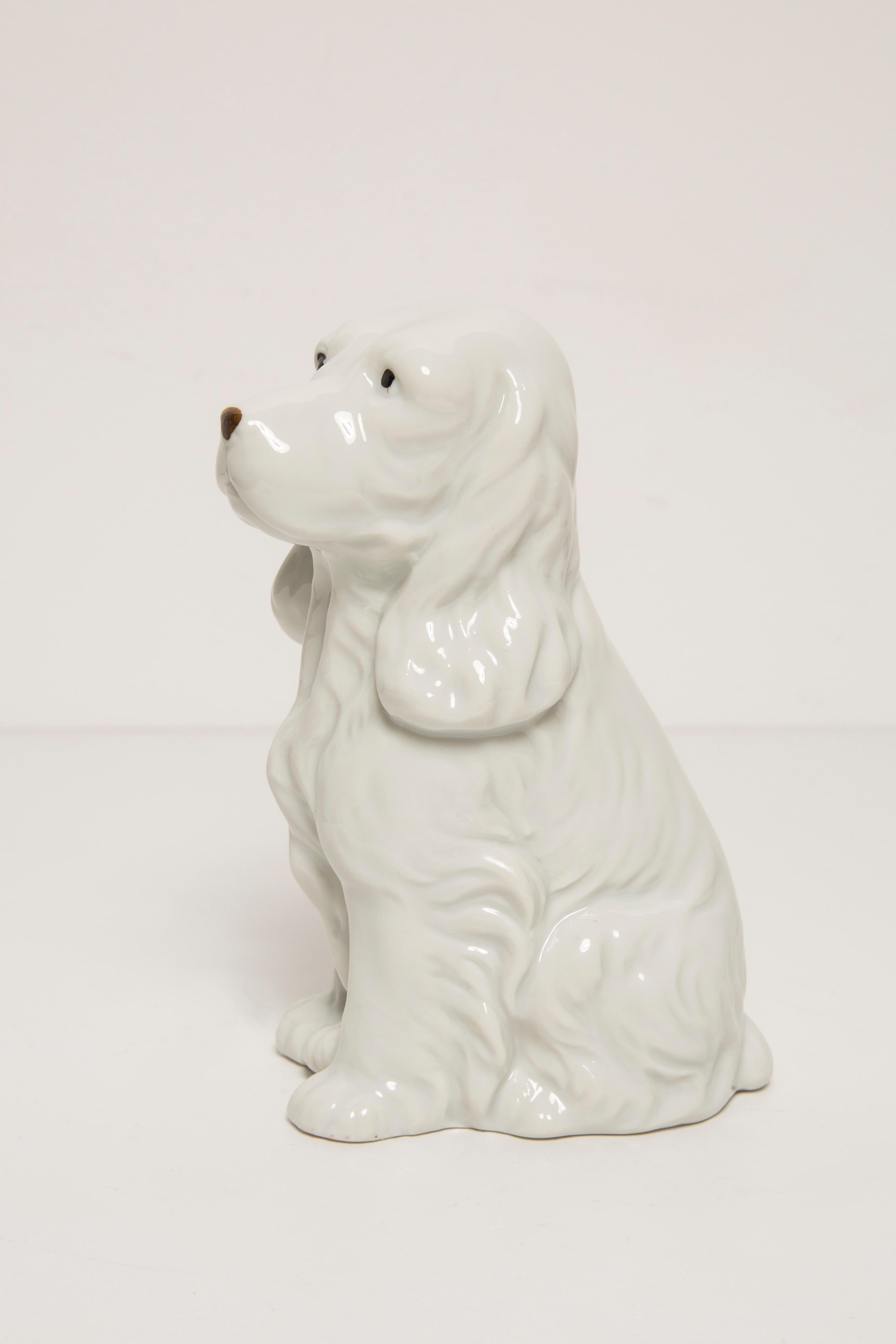 Mid-Century Modern Mid Century Small White Spaniel Dog Sculpture, Italy, 1960s For Sale