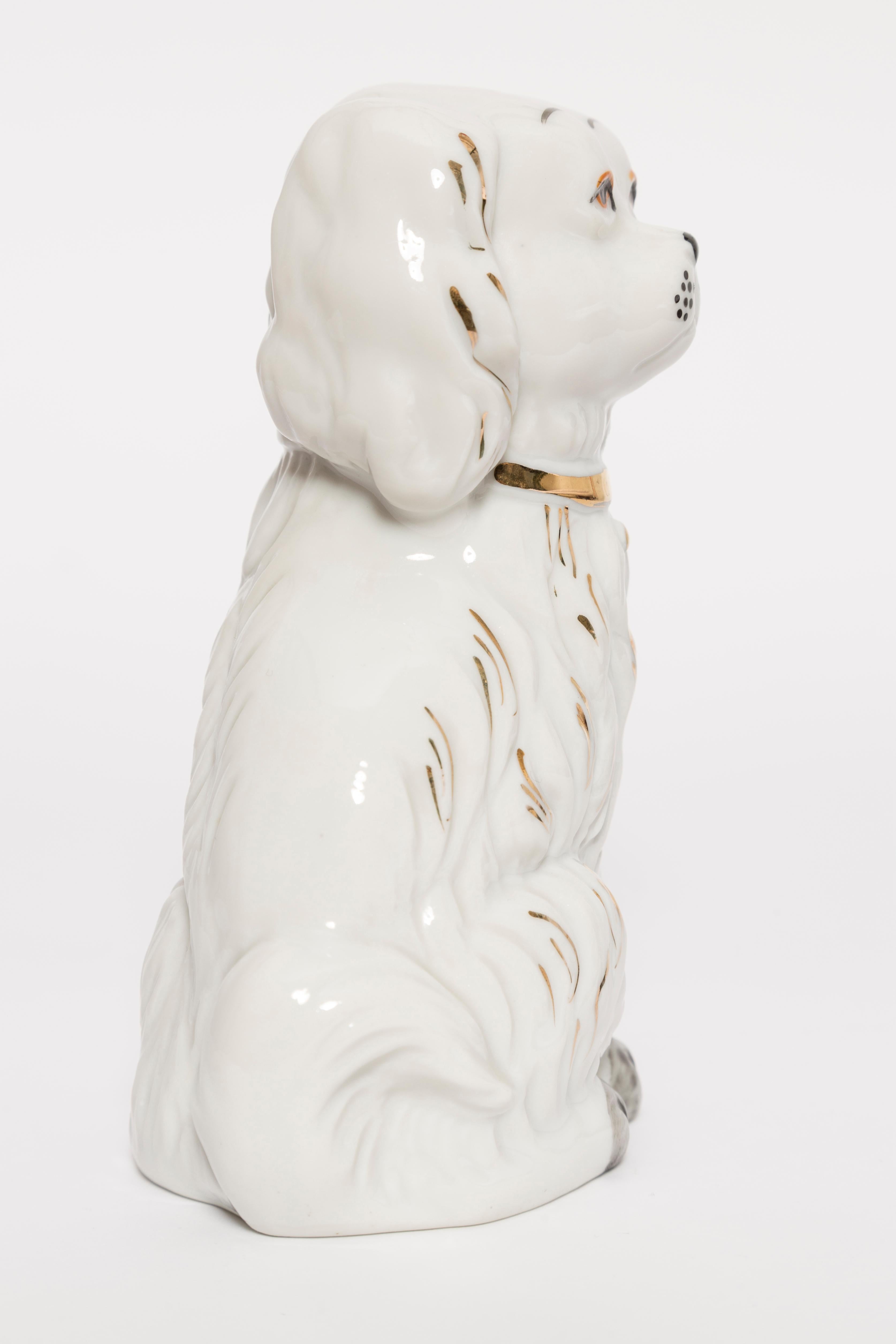 Italian Mid Century Small White Spaniel Dog Sculpture, Italy, 1960s For Sale