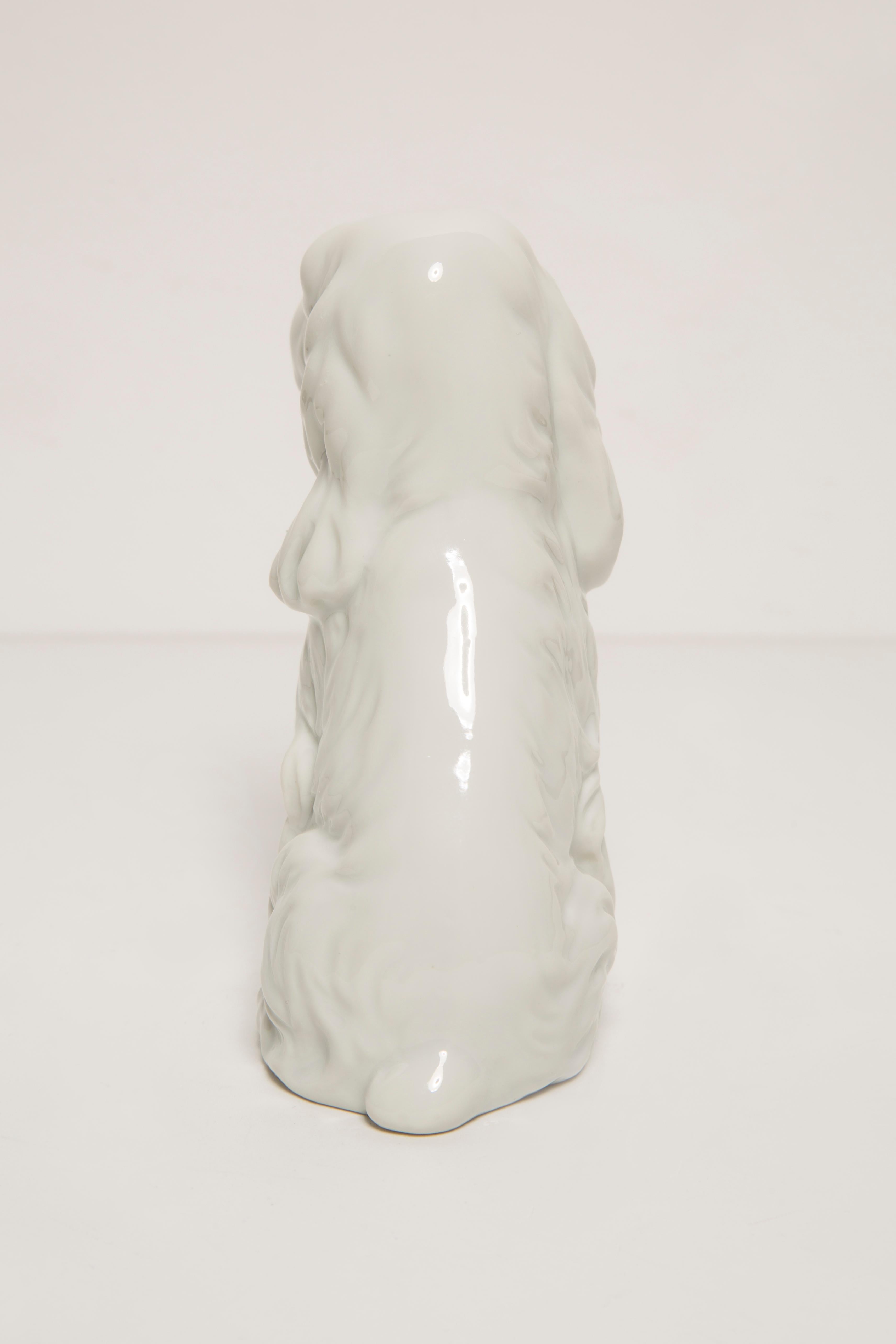 Hand-Painted Mid Century Small White Spaniel Dog Sculpture, Italy, 1960s For Sale
