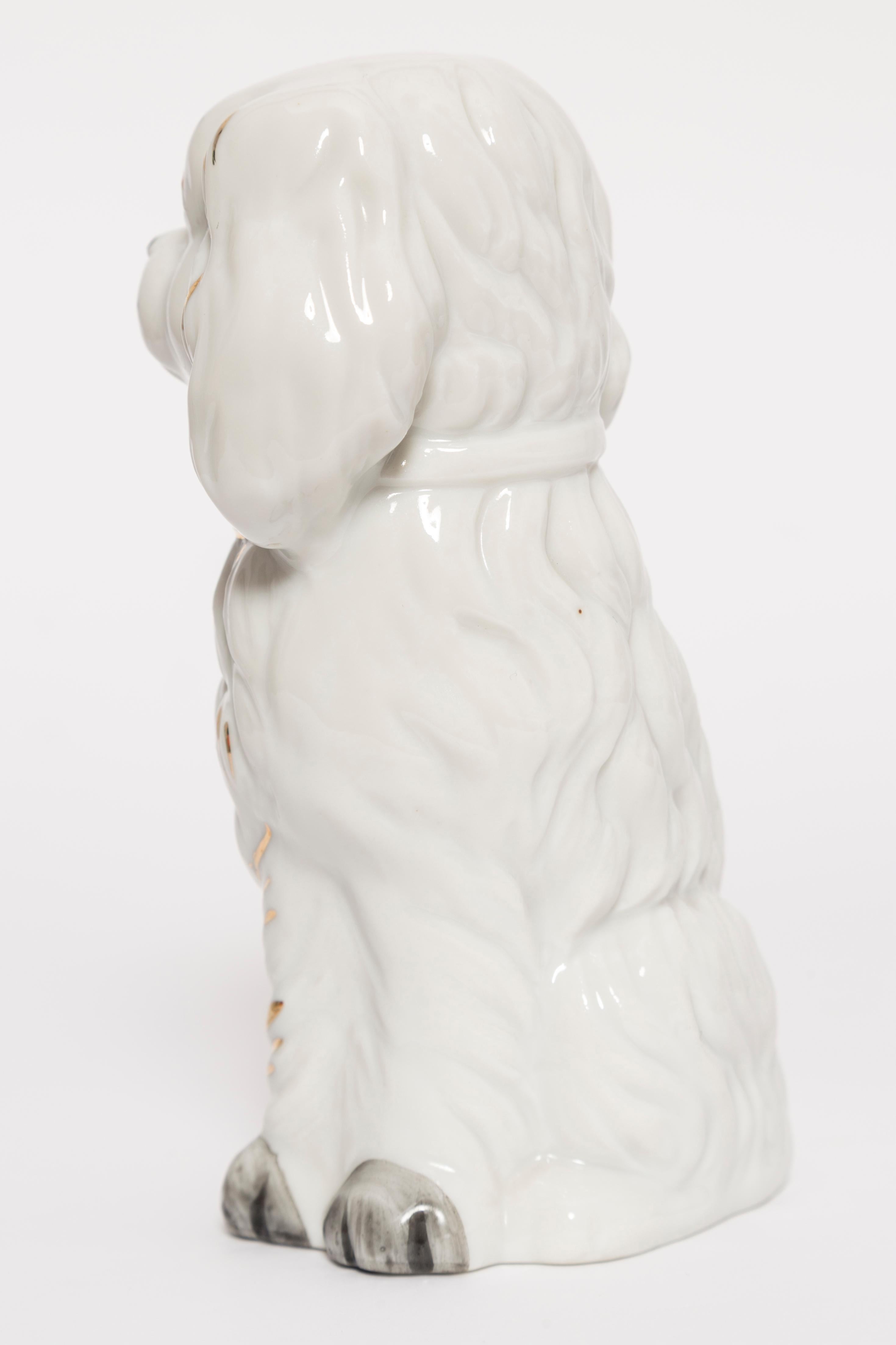 20th Century Mid Century Small White Spaniel Dog Sculpture, Italy, 1960s For Sale