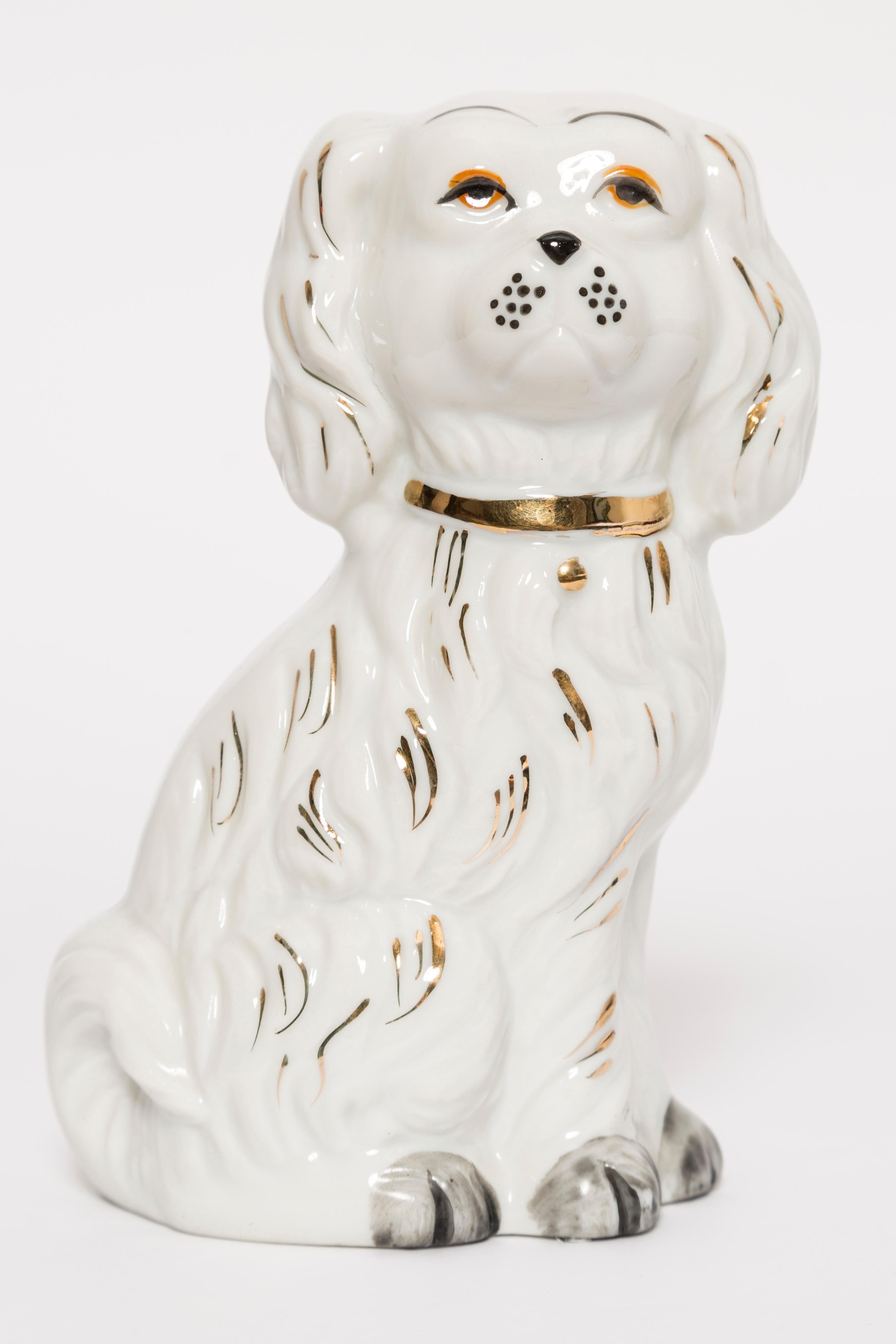 Mid Century Small White Spaniel Dog Sculpture, Italy, 1960s For Sale 1