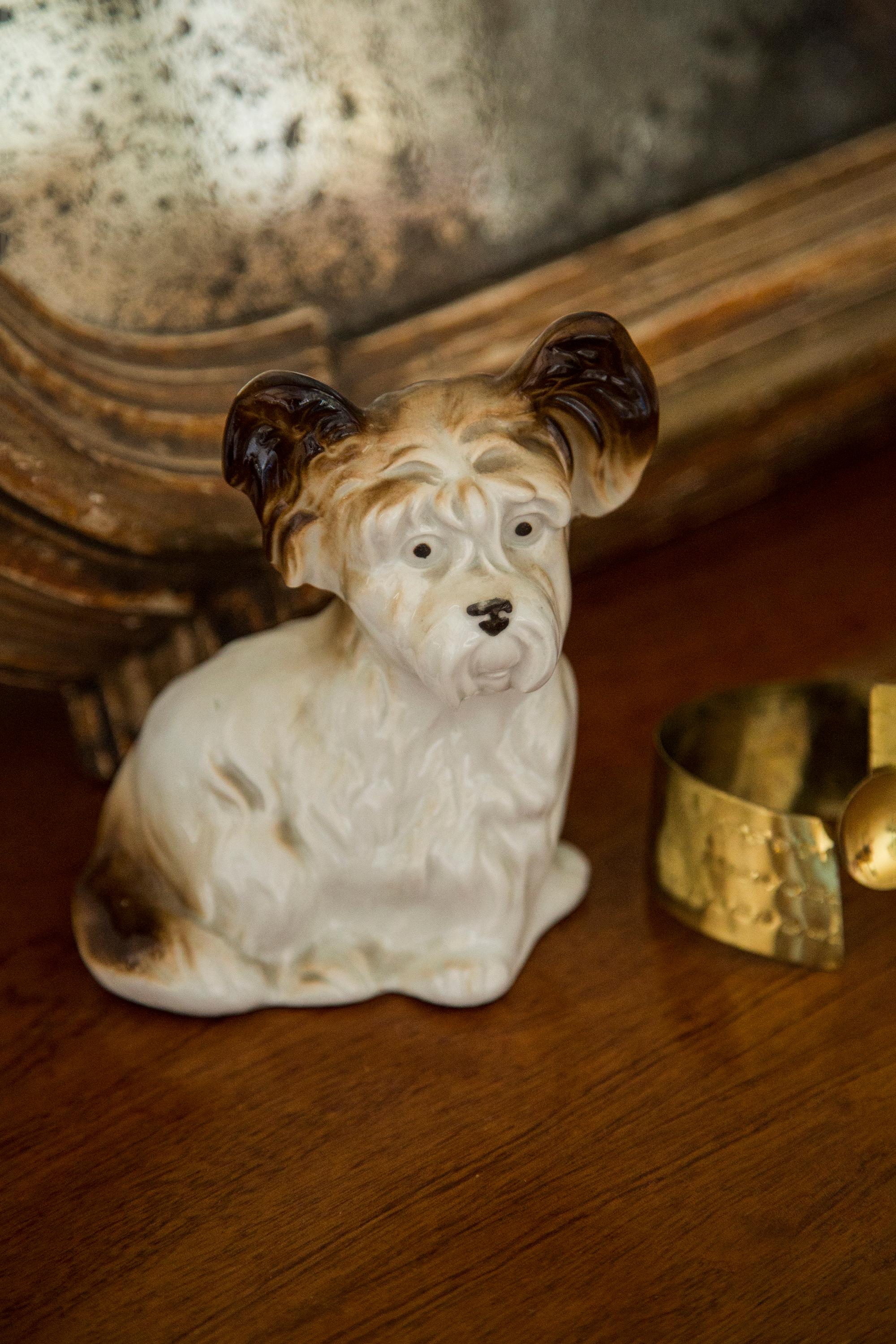 Italian Midcentury Small White Terrier Dog Sculpture, Italy, 1960s For Sale